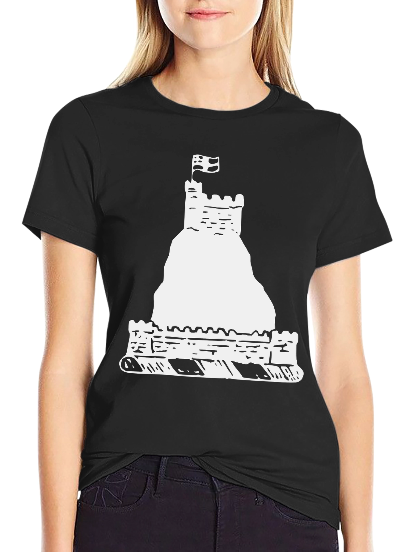 Black Castle T-Shirt, Unique Graphic Tee view 2