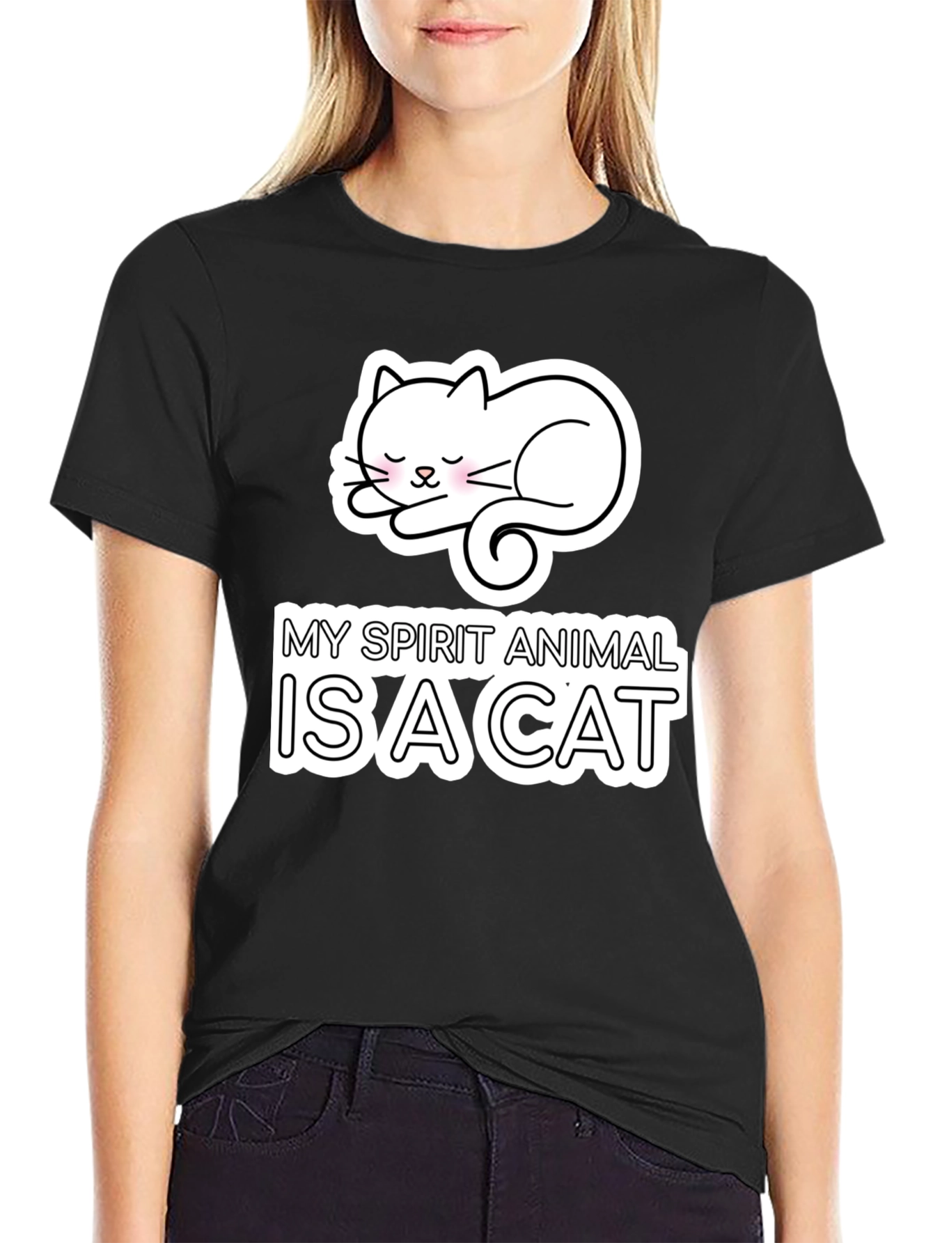 Black My Spirit Animal is a Cat T-Shirt view 2