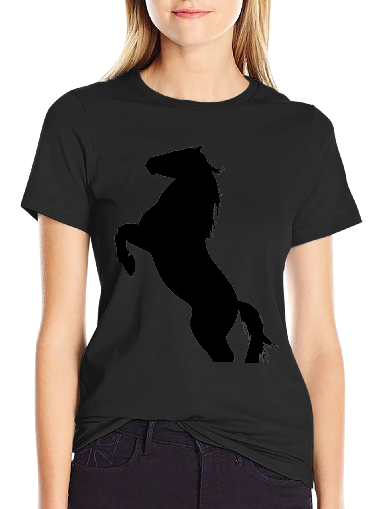 Black Black Horse Silhouette Tee - Equestrian Style view 2