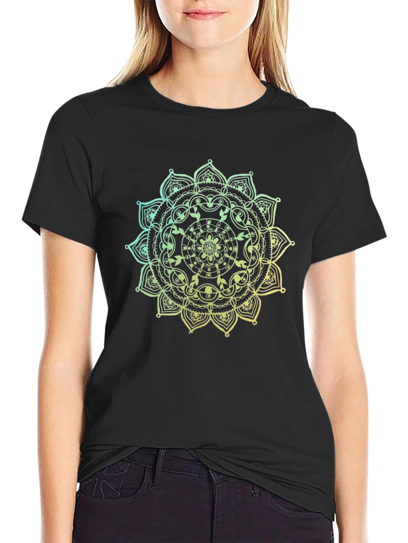 Black Mandala Graphic Tee - Men's Black T-Shirt view 2