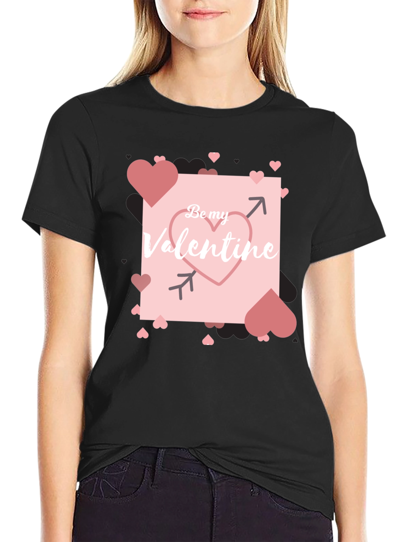 Black Be My Valentine Black Graphic Tee view 2