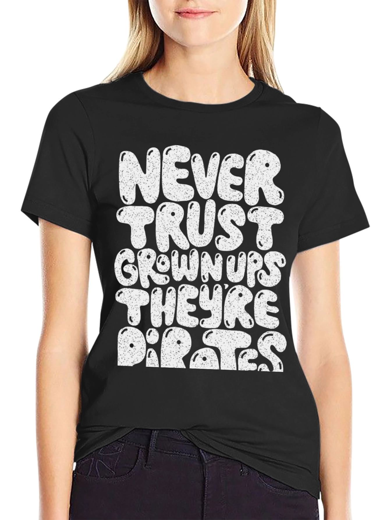 Black Never Trust Grown-Ups Pirate T-Shirt view 2