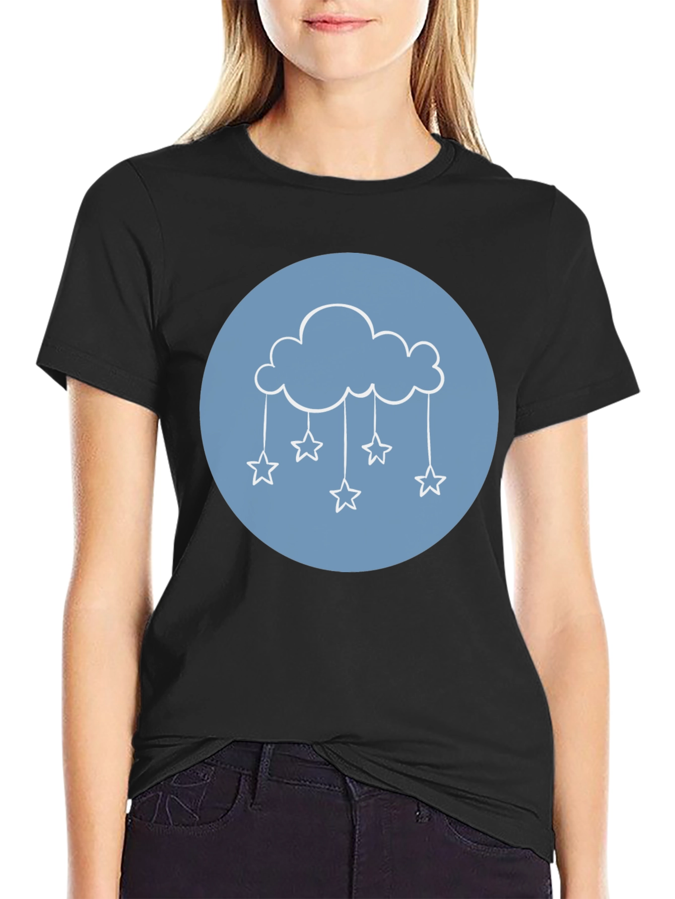 Black Cloud & Stars Graphic Tee - Black T-Shirt view 2