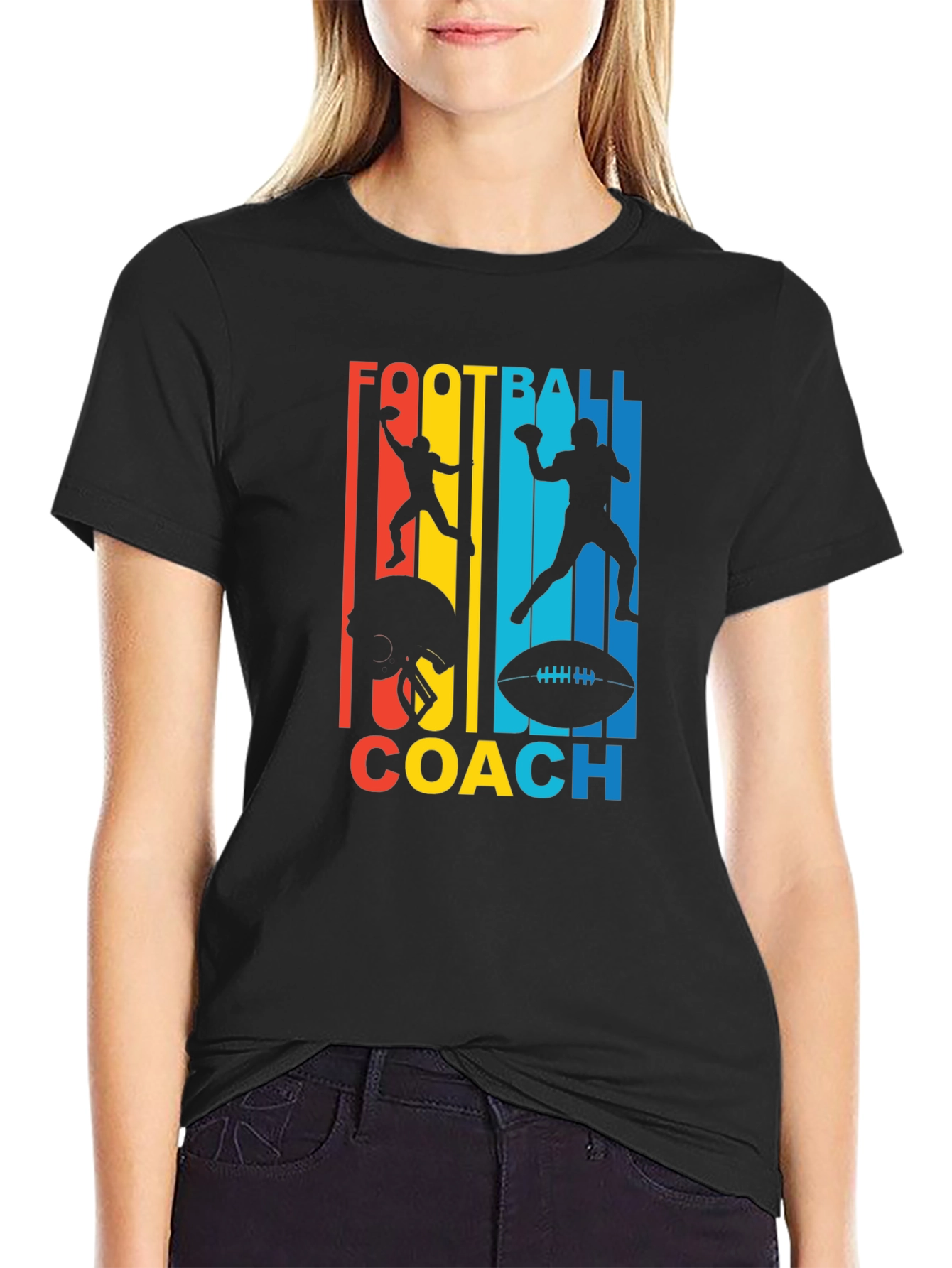 Black Football Coach Graphic T-Shirt view 2