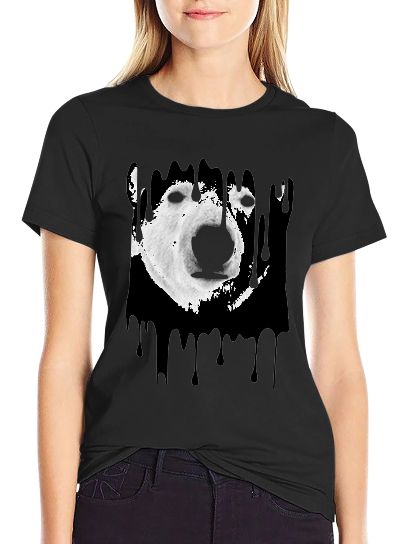 Black Polar Bear Graphic Tee - Black Cotton Blend view 2