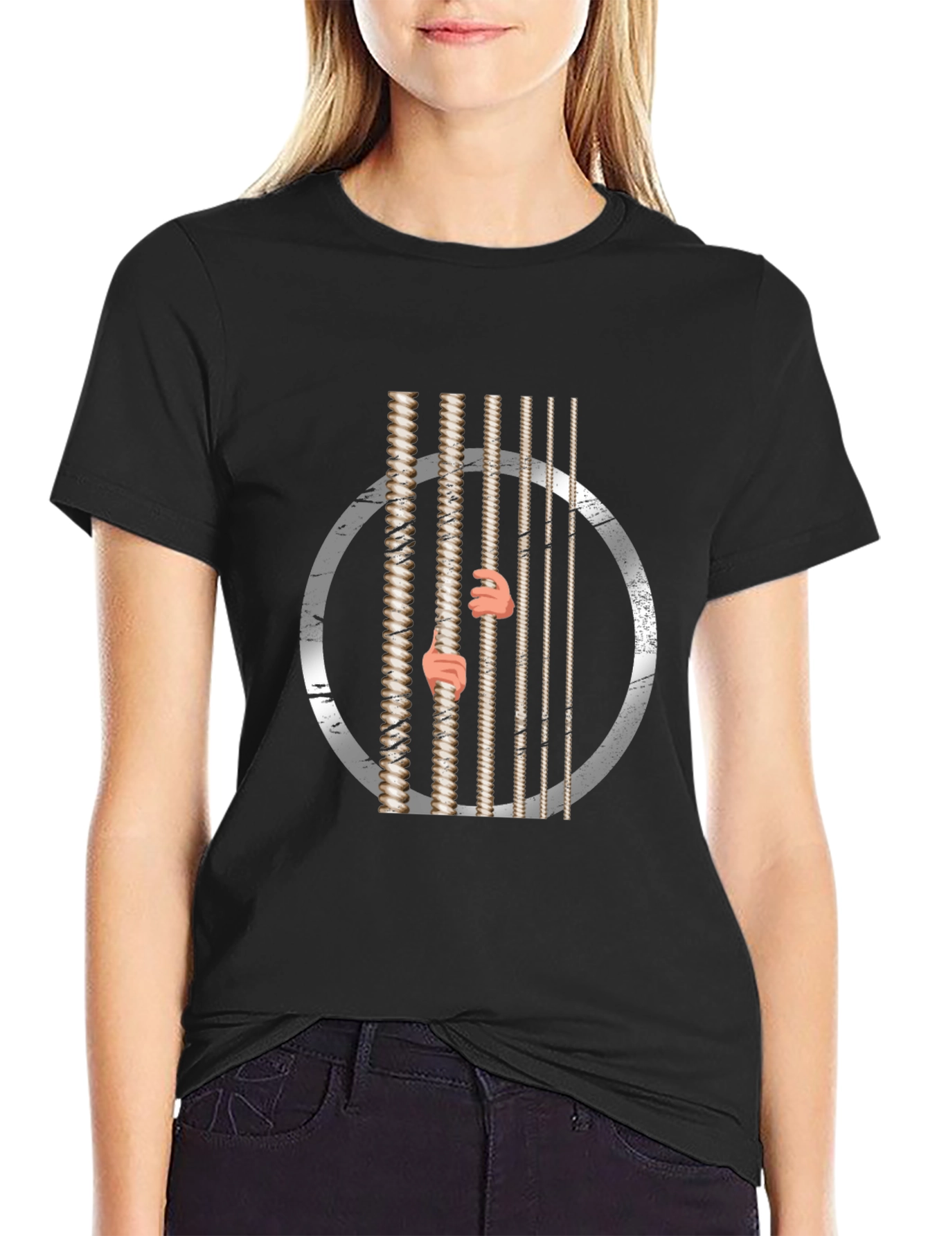 Black Guitar Strings Prison T-Shirt view 2