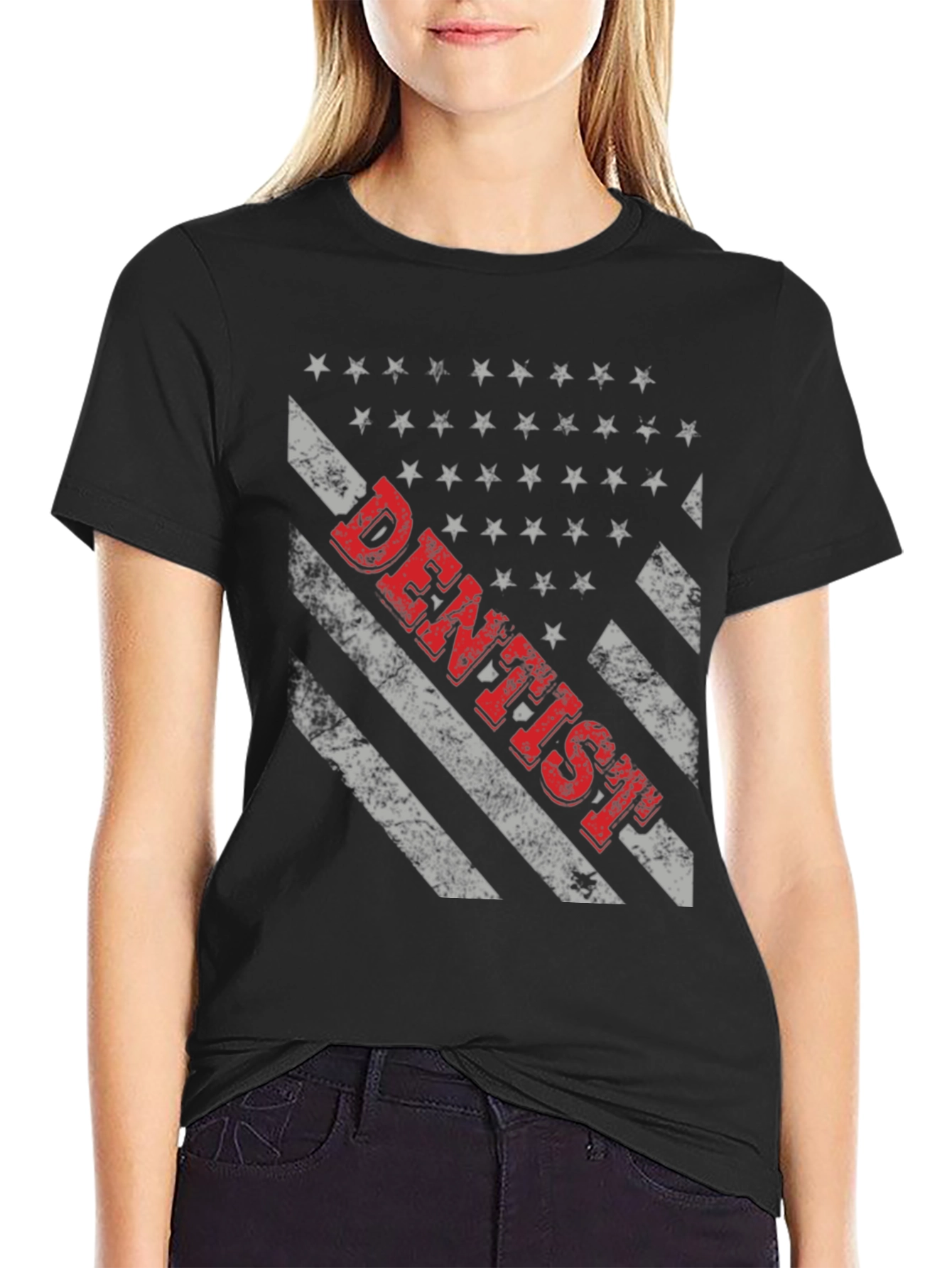 Black Dentist American Flag T-Shirt view 2