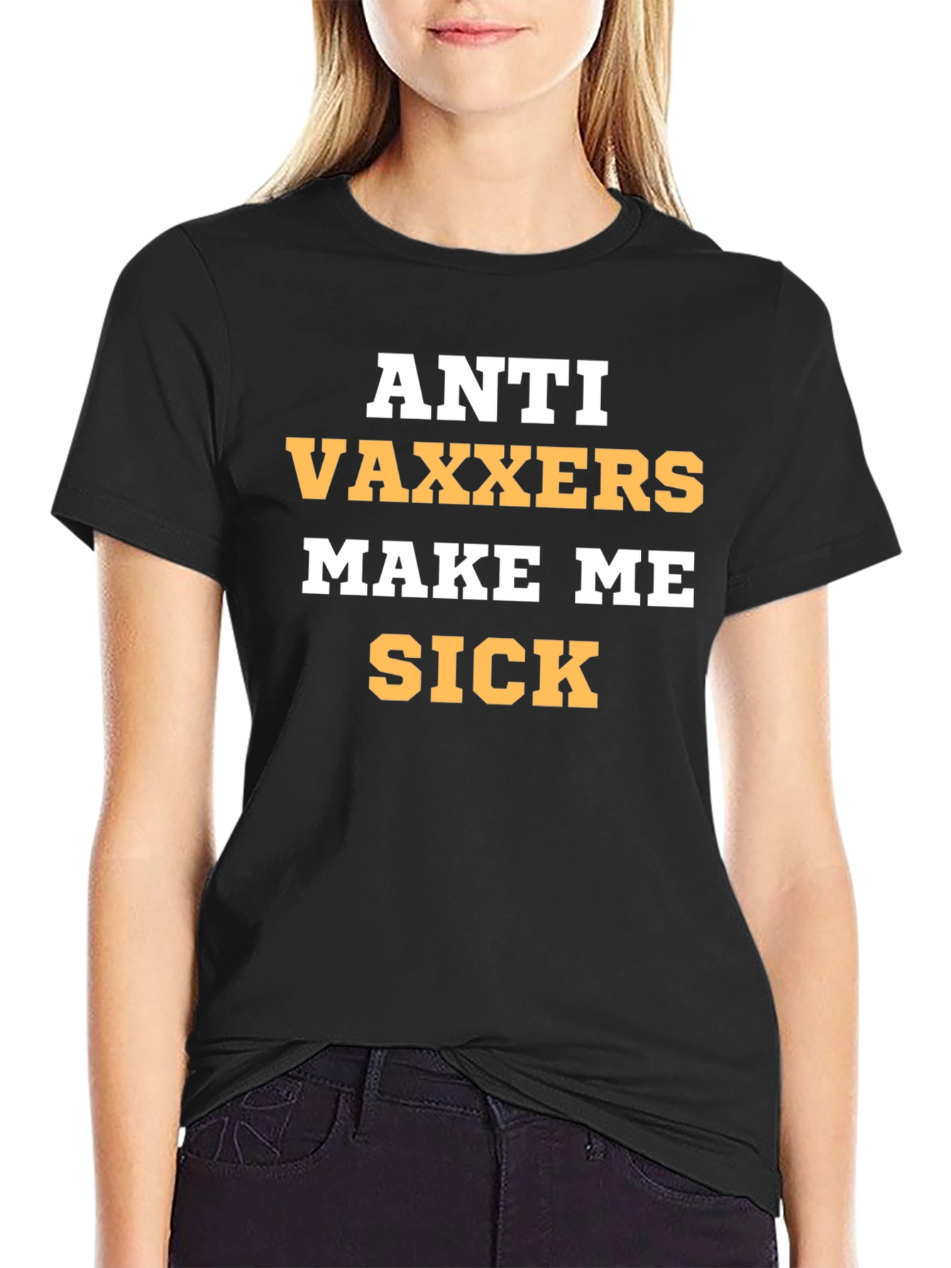 Black Anti Vaxxers Make Me Sick Graphic Tee view 2