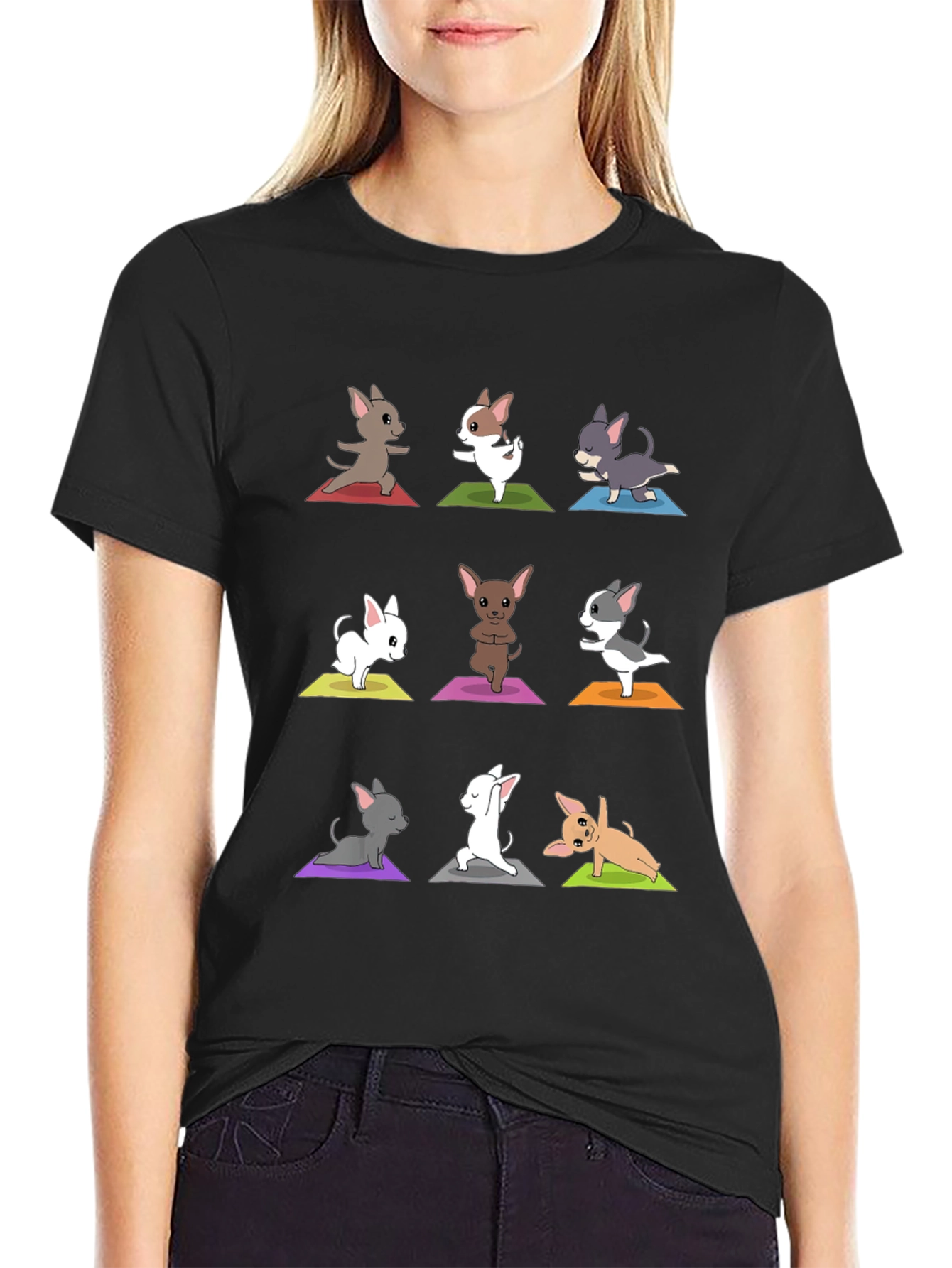 Black Yoga Chihuahua T-Shirt - Funny Dog Lover Tee view 2