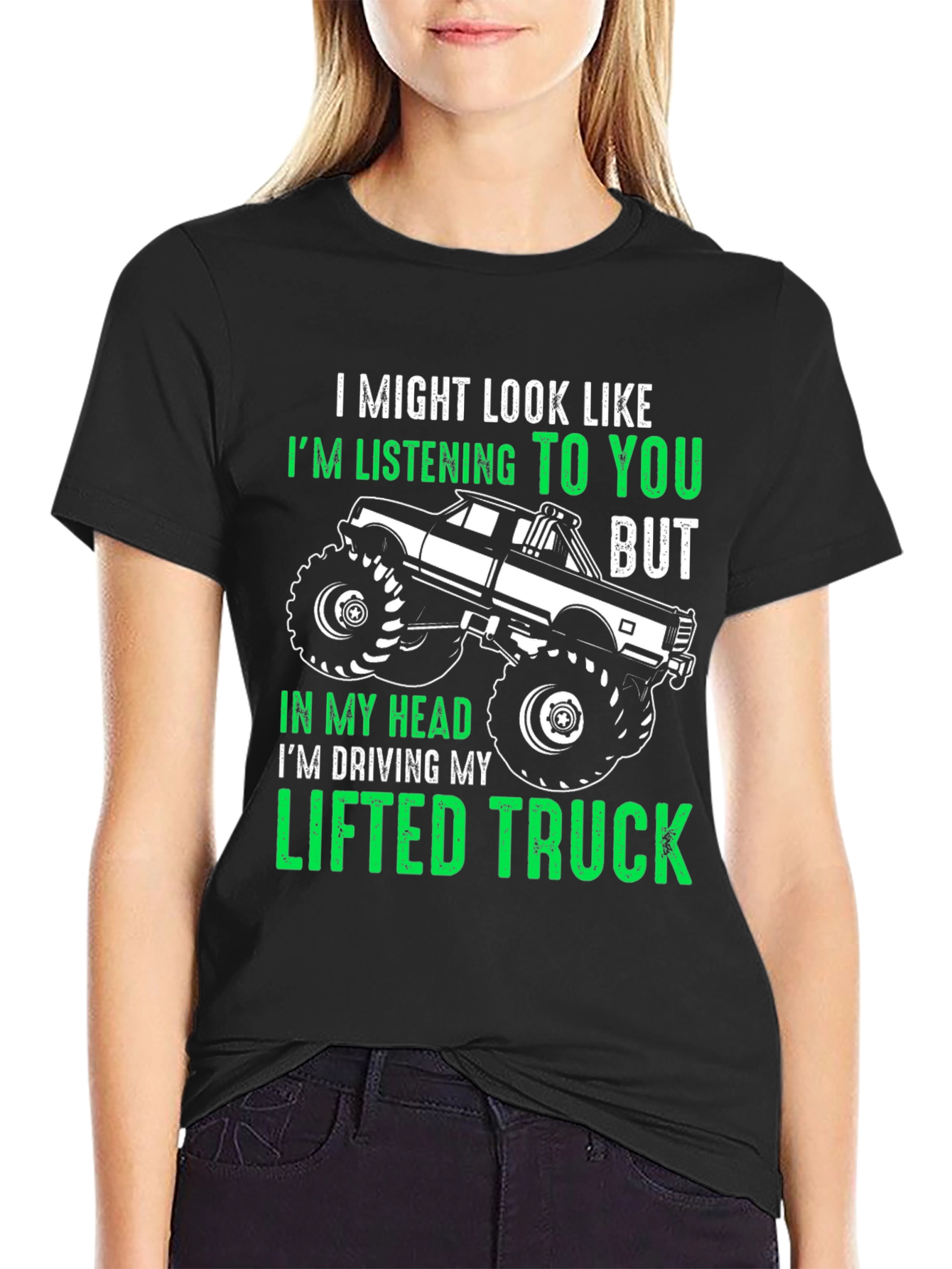Black Lifted Truck T-Shirt - Funny Gift for Truck Lovers view 2