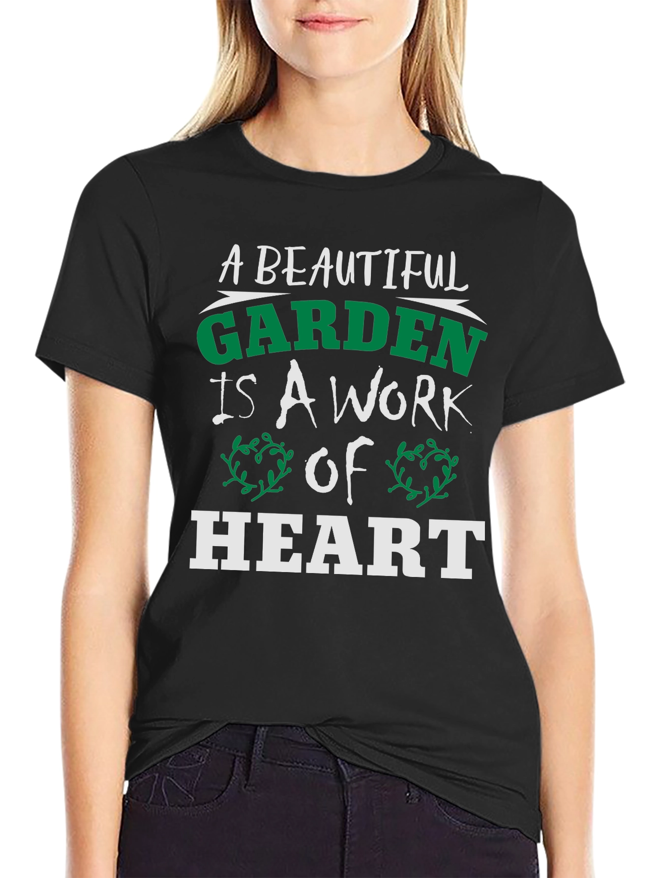 Black A Beautiful Garden Heart T-Shirt view 2