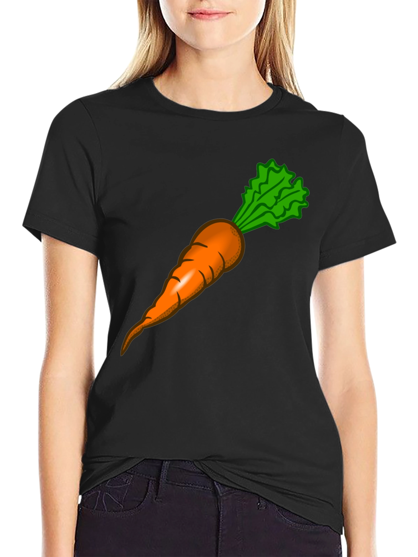 Funny Carrot Graphic Tee - Black Cotton T-Shirt - 2