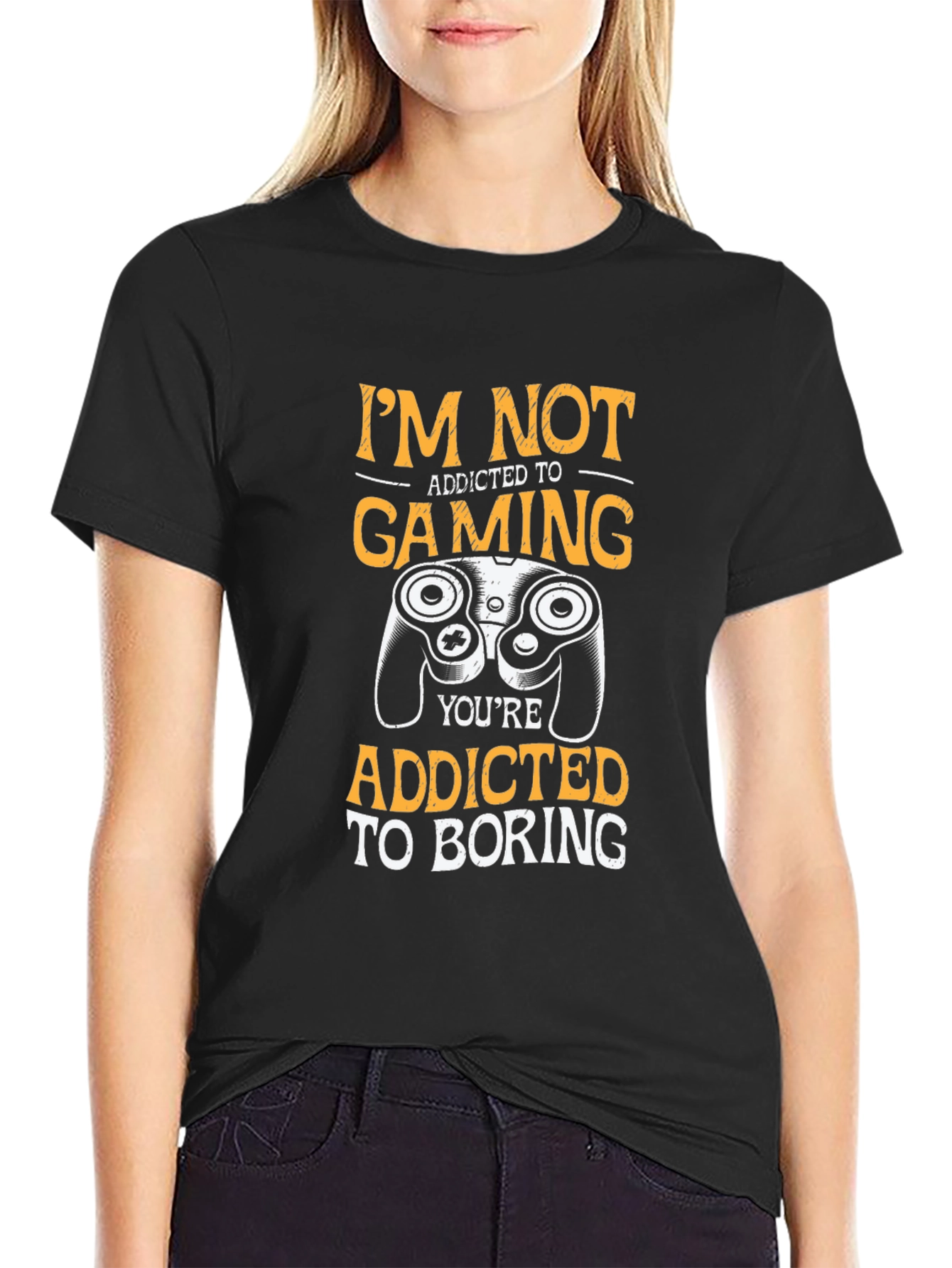 Black I'm Not Addicted to Gaming Funny Graphic Tee view 2