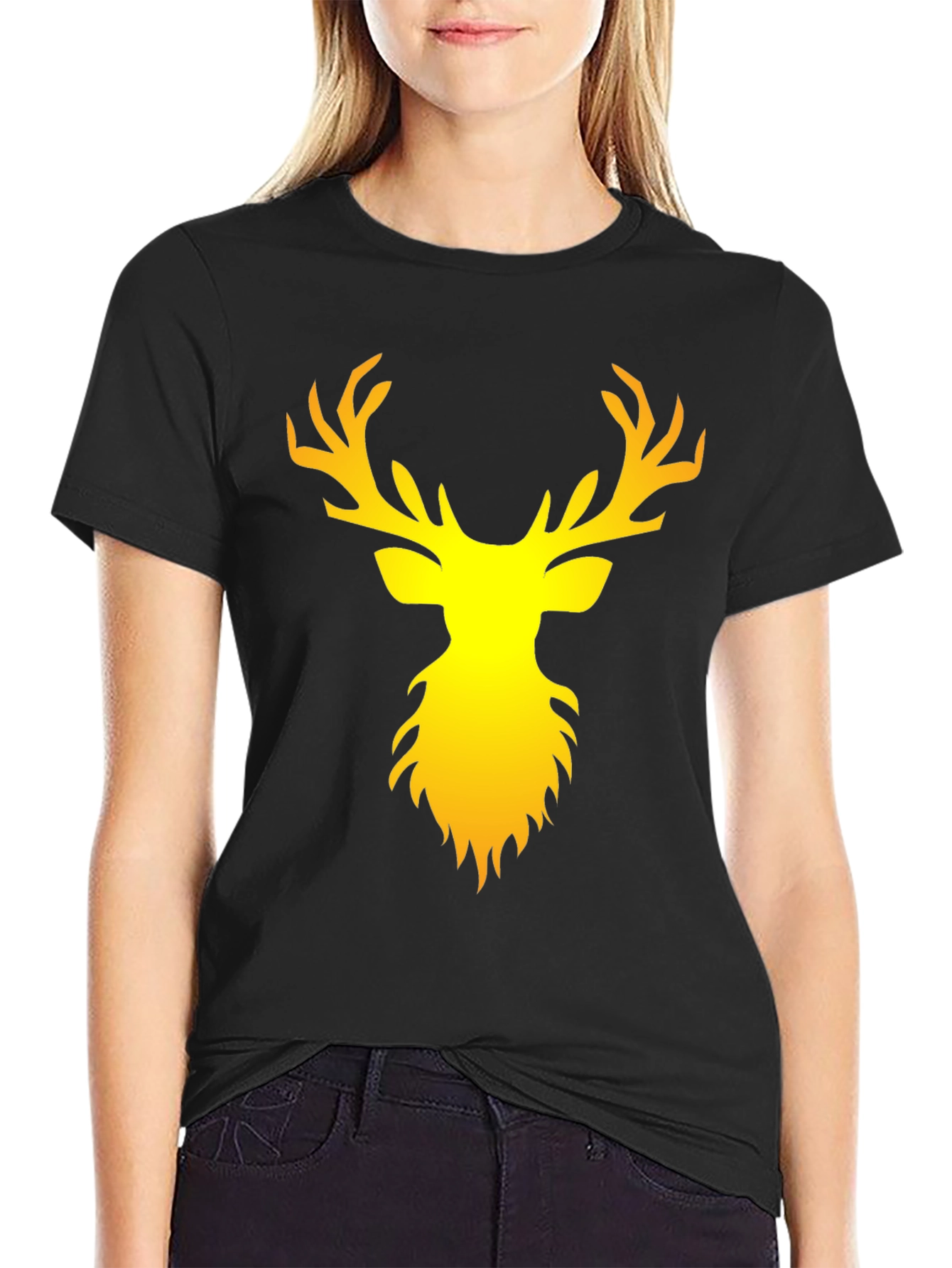 Black Stag Graphic Print Black T-Shirt view 2