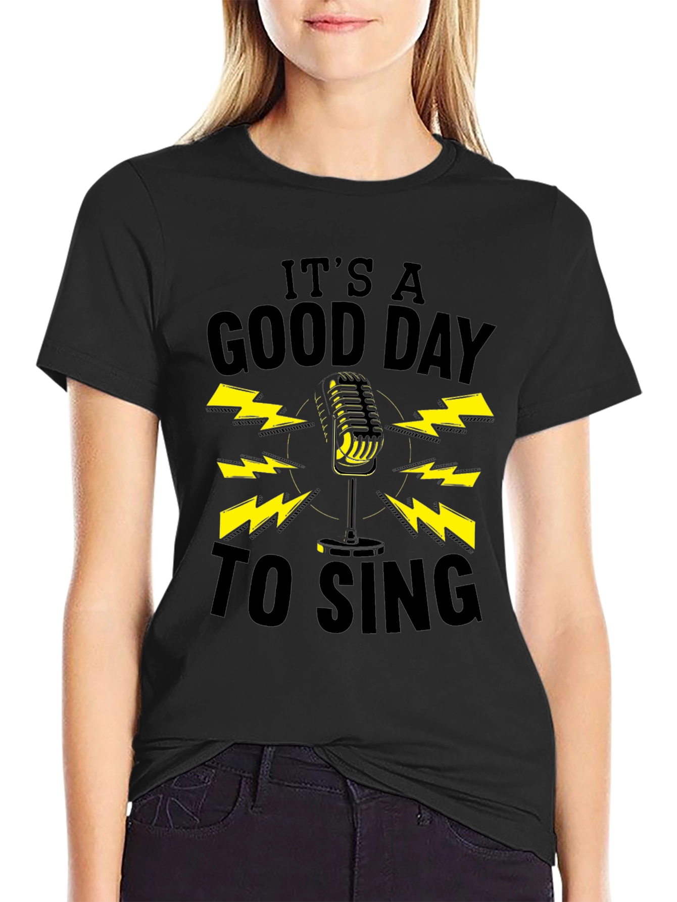 Black It's A Good Day To Sing Black Graphic Tee view 2