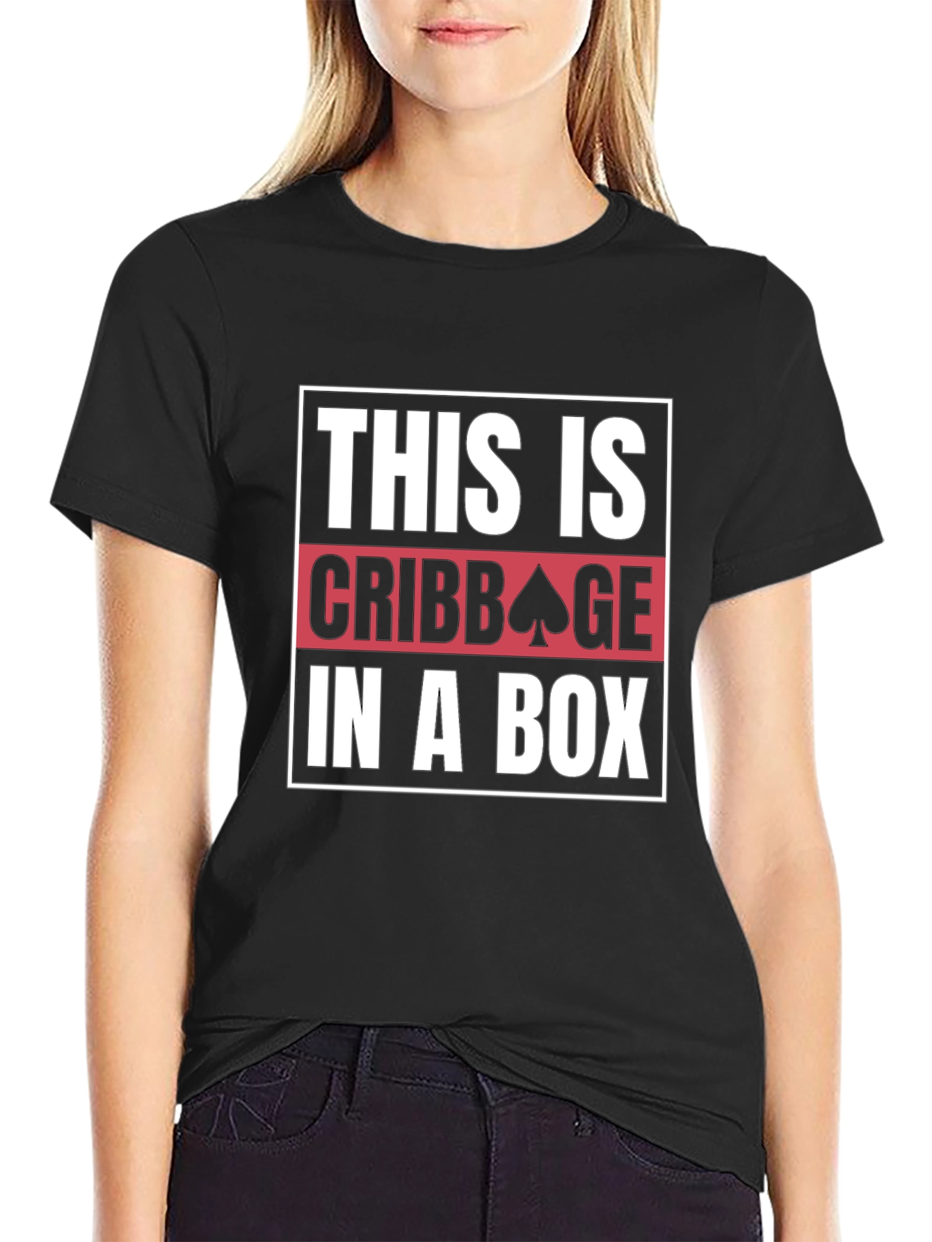 Black Funny Cribbage T-Shirt - This is Cribbage in a Box view 2