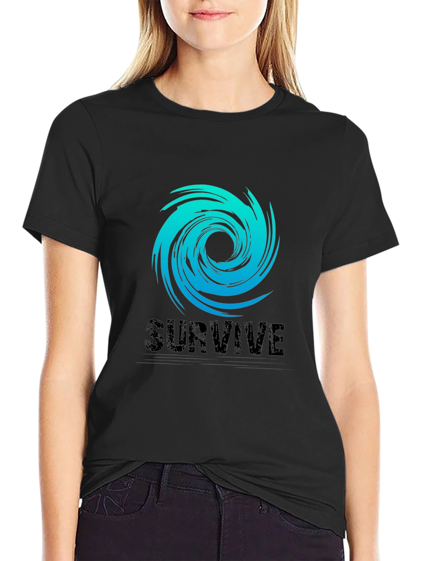 Black Survive Graphic Tee - Black Cotton Blend view 2