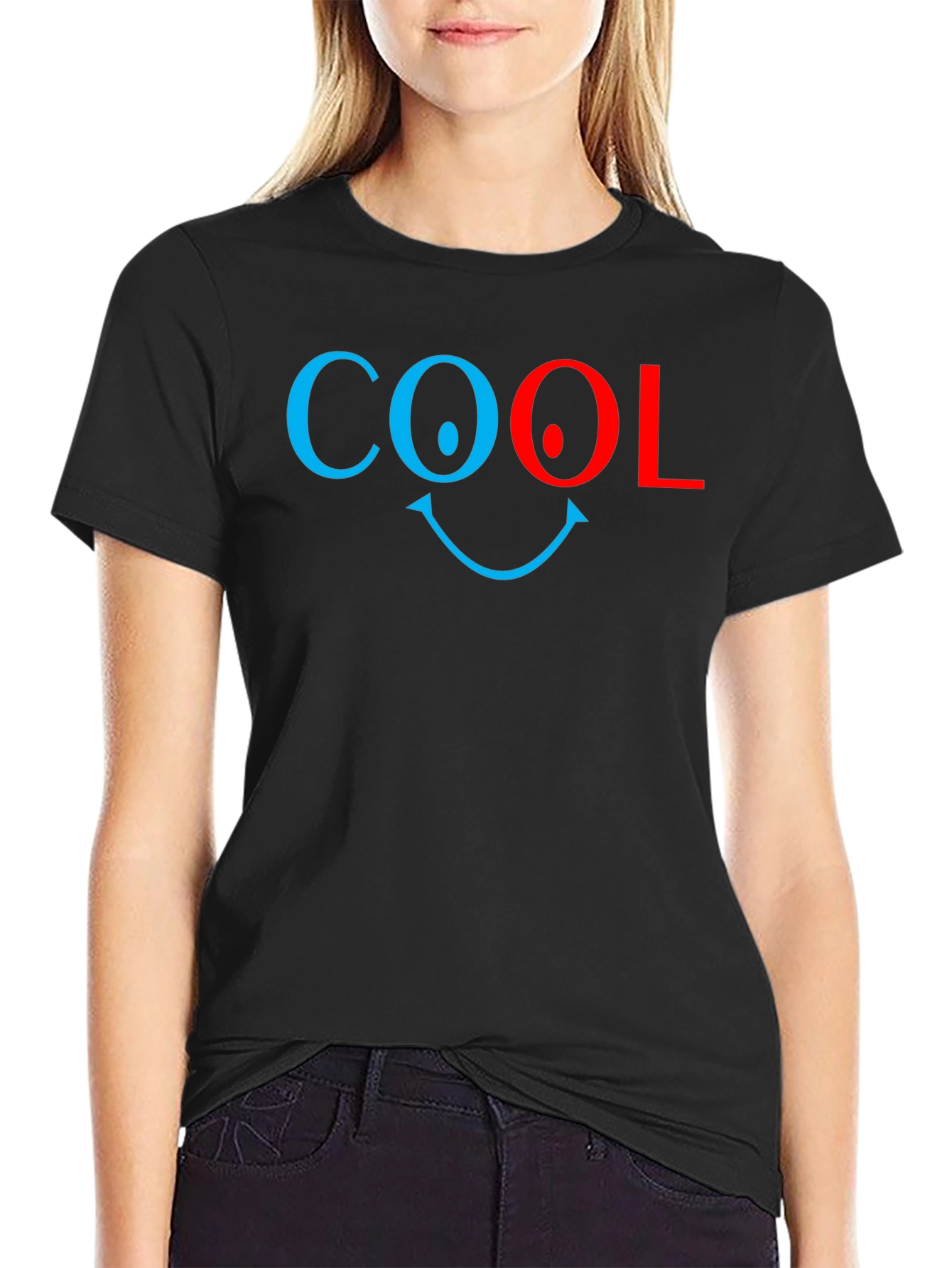 Black Cool Smiley Face Graphic Tee - Unisex view 2