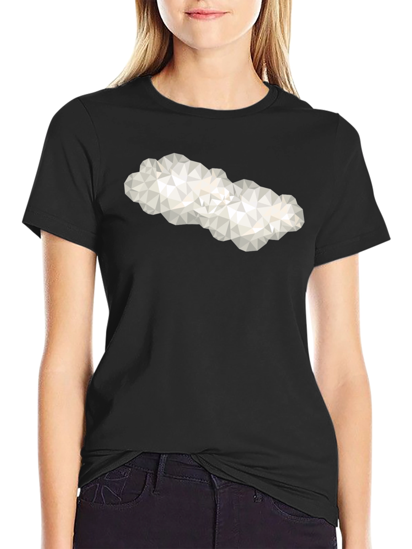 Black Geometric Cloud Graphic Tee - Modern Casual Shirt view 2
