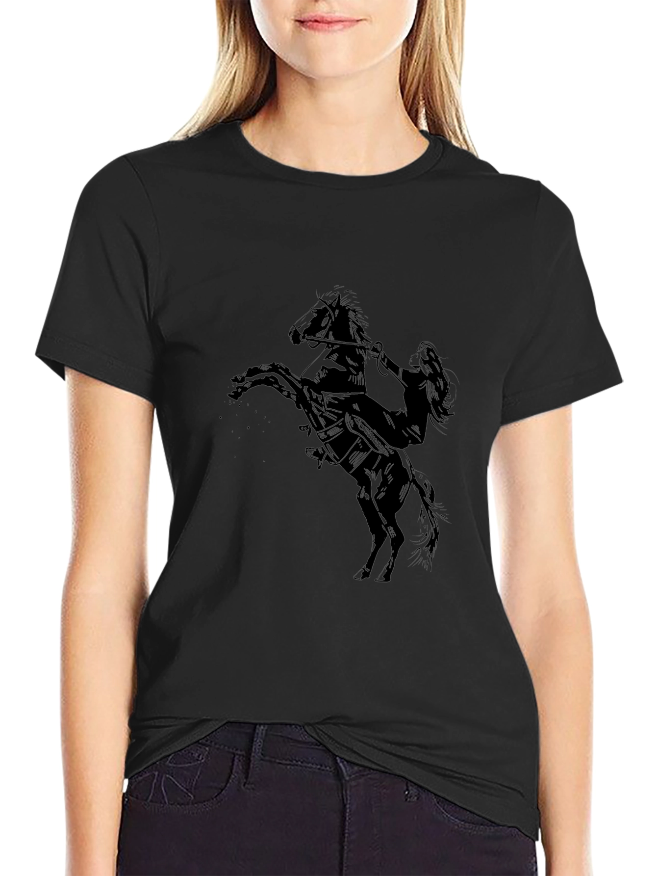 Black Black Tee with Equestrian Graphic view 2