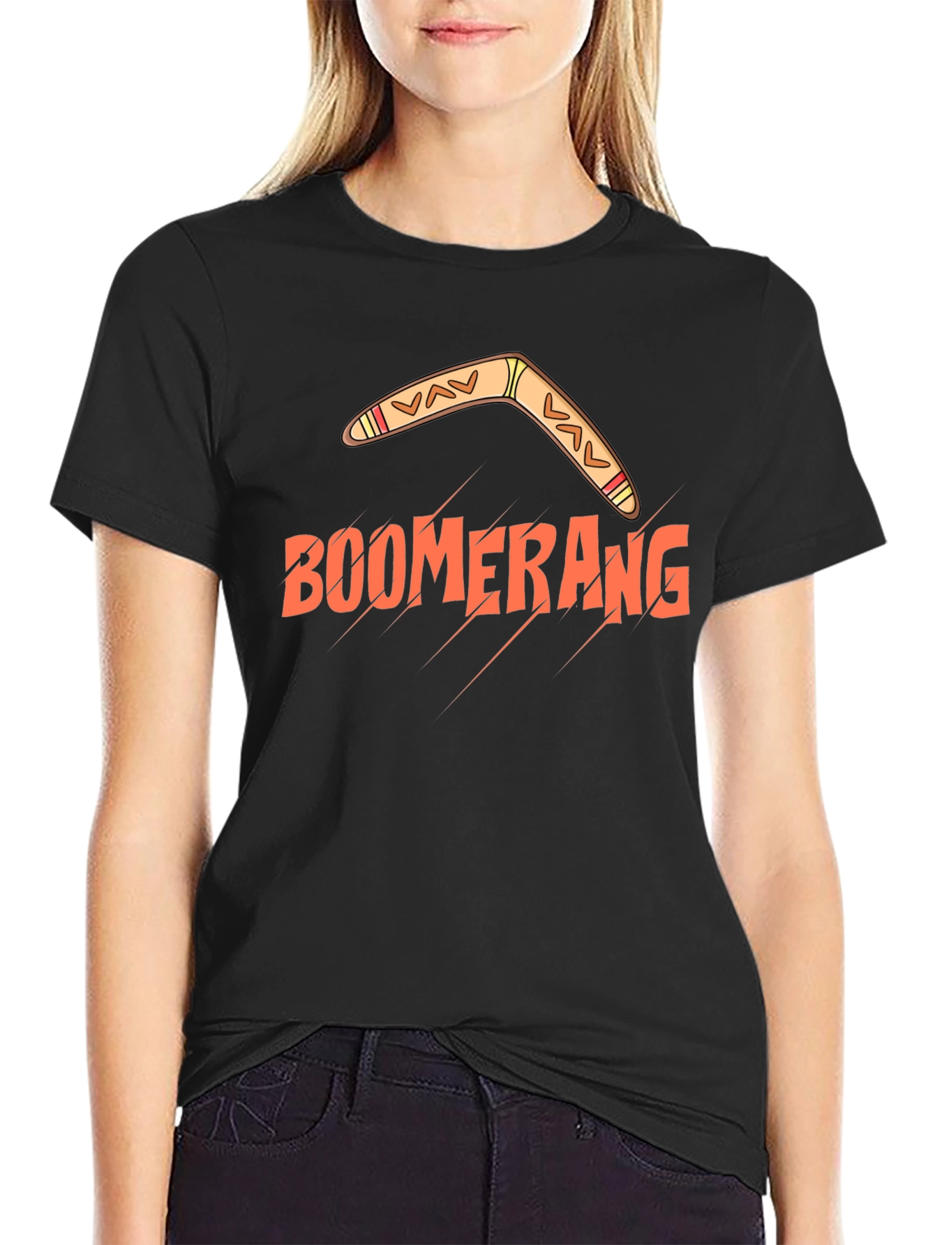 Black Boomerang Graphic T-Shirt - Black Cotton Tee view 2