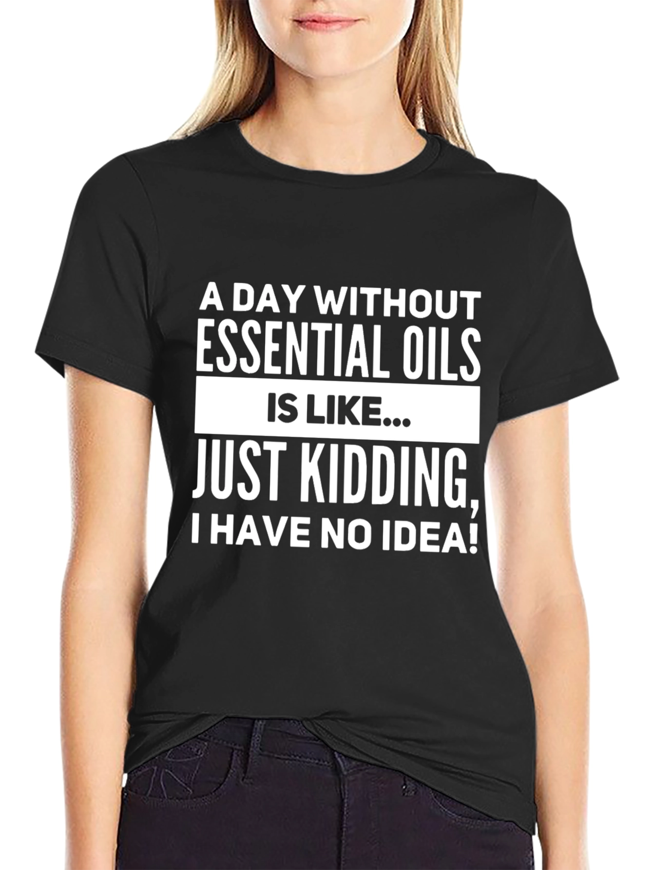 Black Essential Oils Funny Graphic T-Shirt view 2