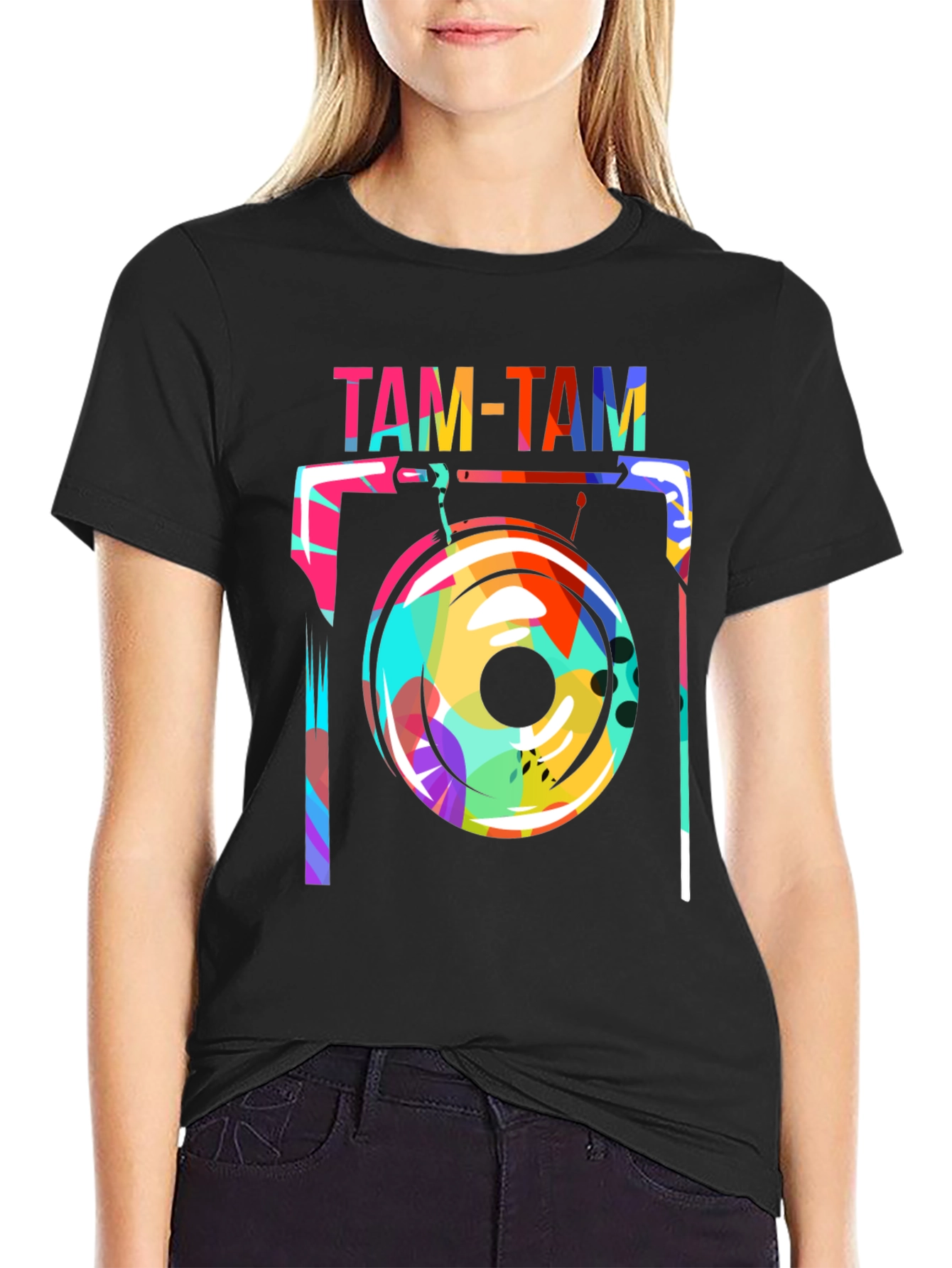 Black Funky Tam-Tam Gong Graphic Tee - Black view 2