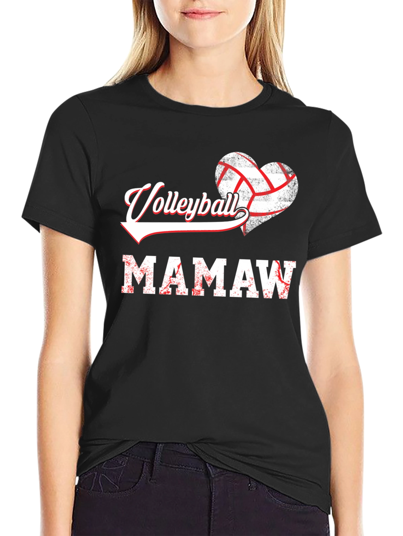 Black Volleyball Mamaw Graphic T-Shirt view 2