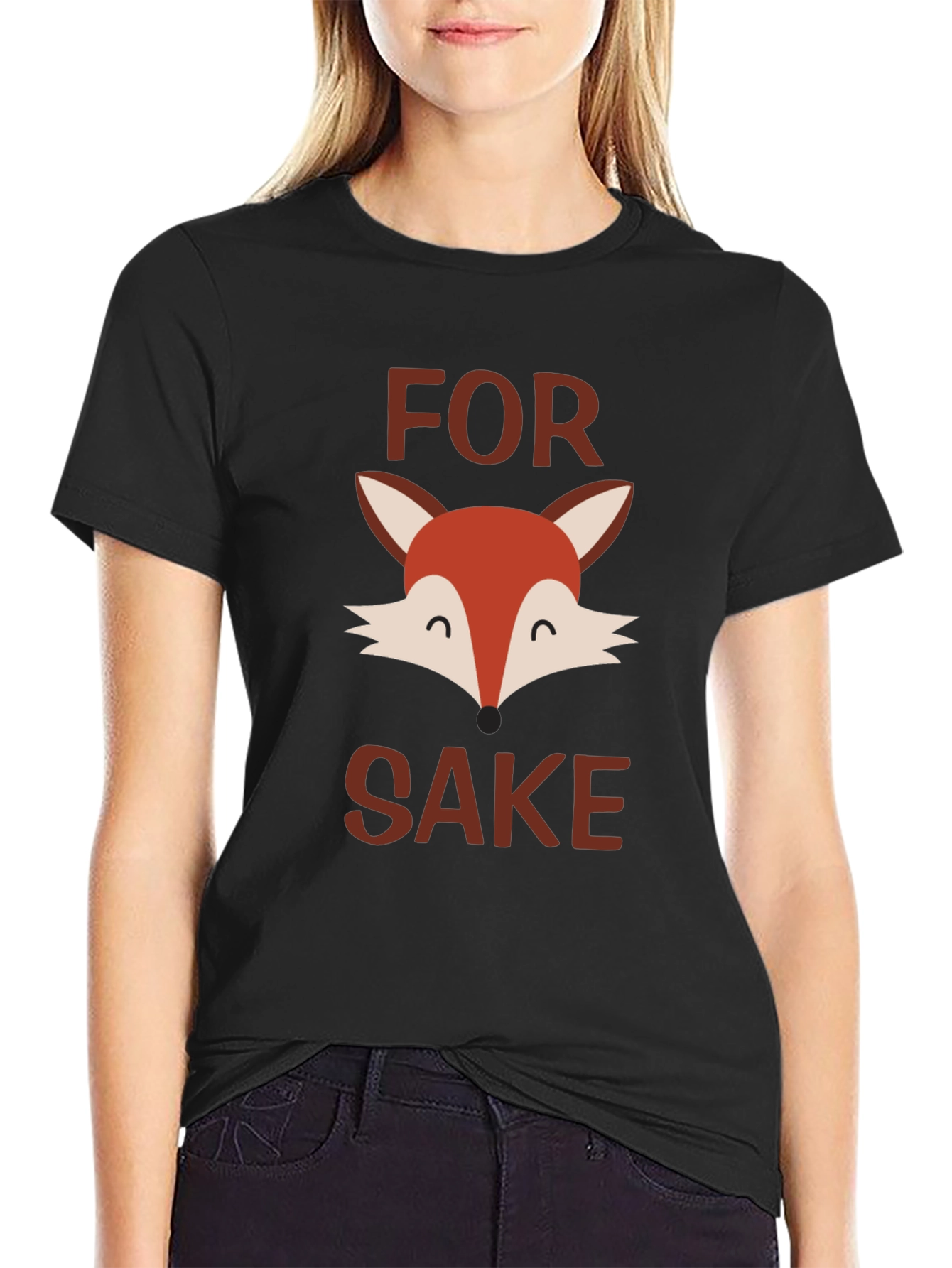 Black For Fox Sake T-Shirt - Funny Animal Graphic Tee view 2