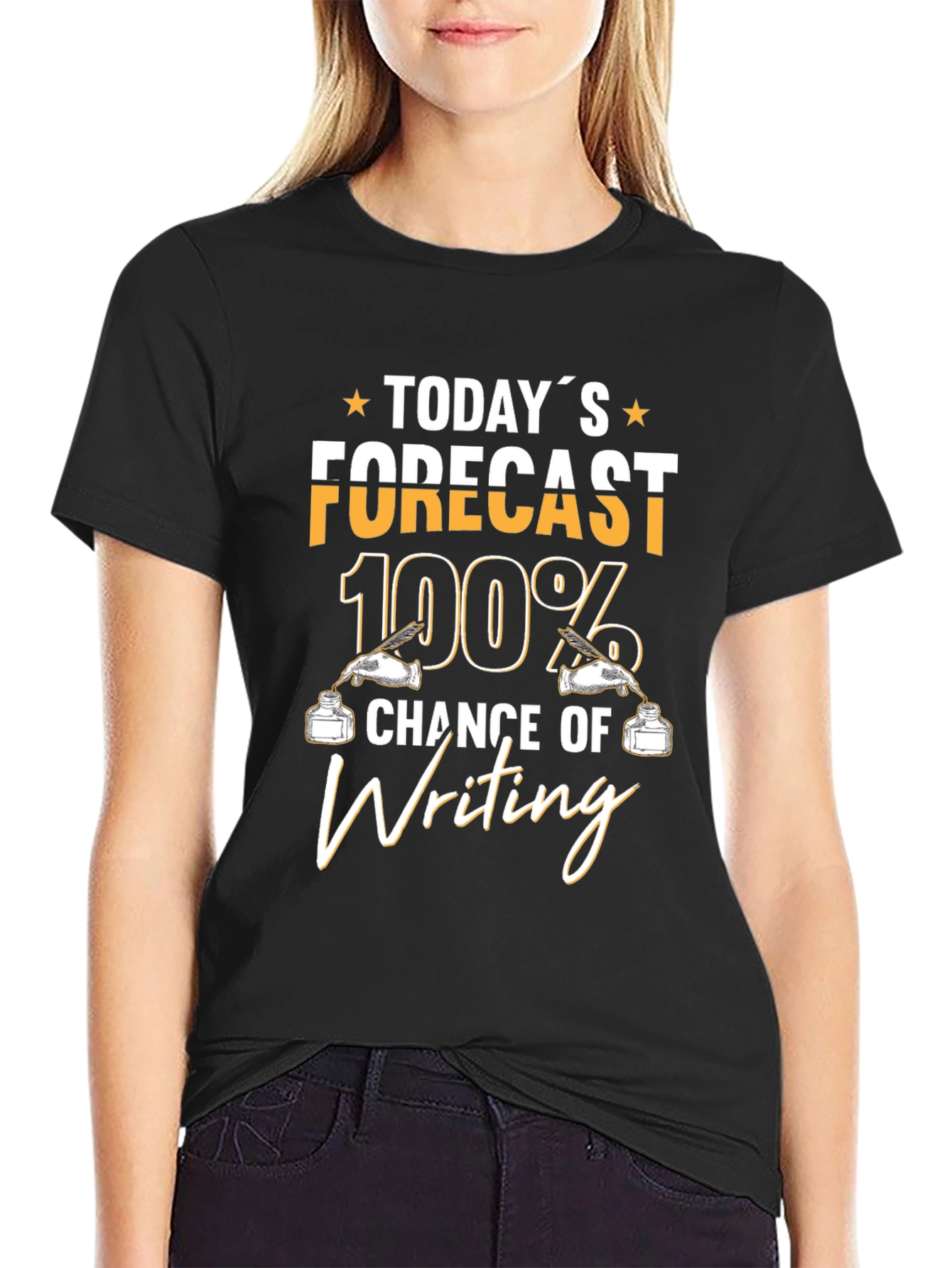 Black Today's Forecast Writing T-Shirt view 2
