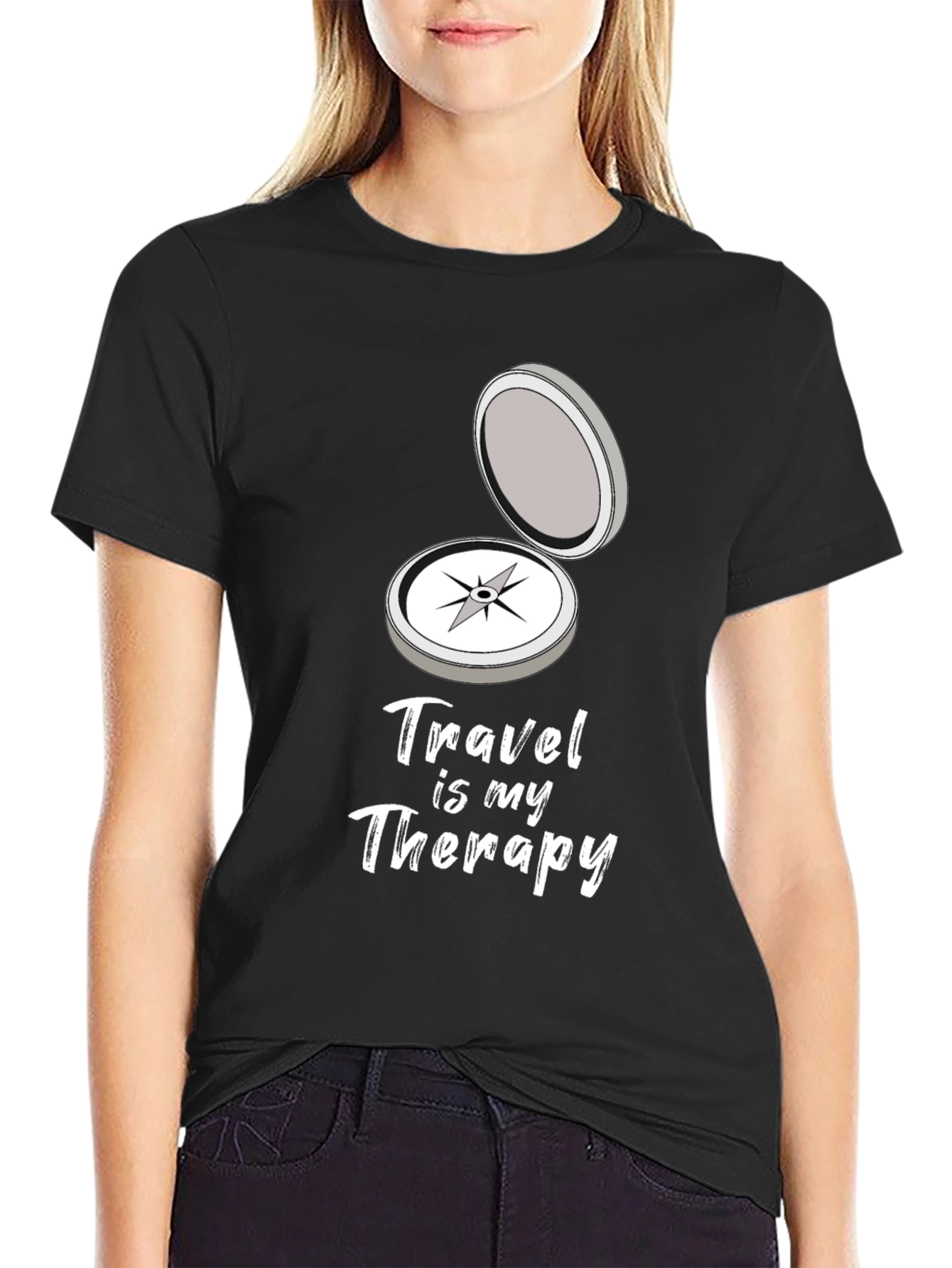 Black Travel Is My Therapy Graphic T-Shirt view 2