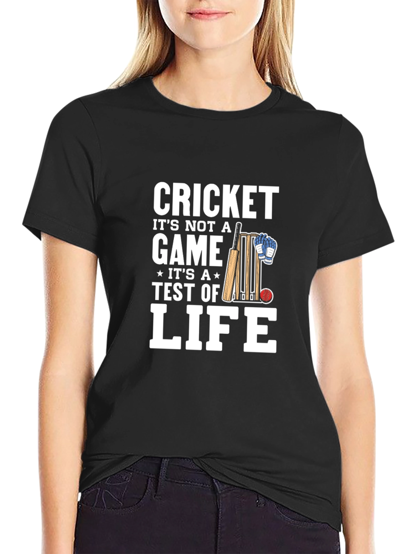 Black Cricket is Life Men's Black T-Shirt view 2