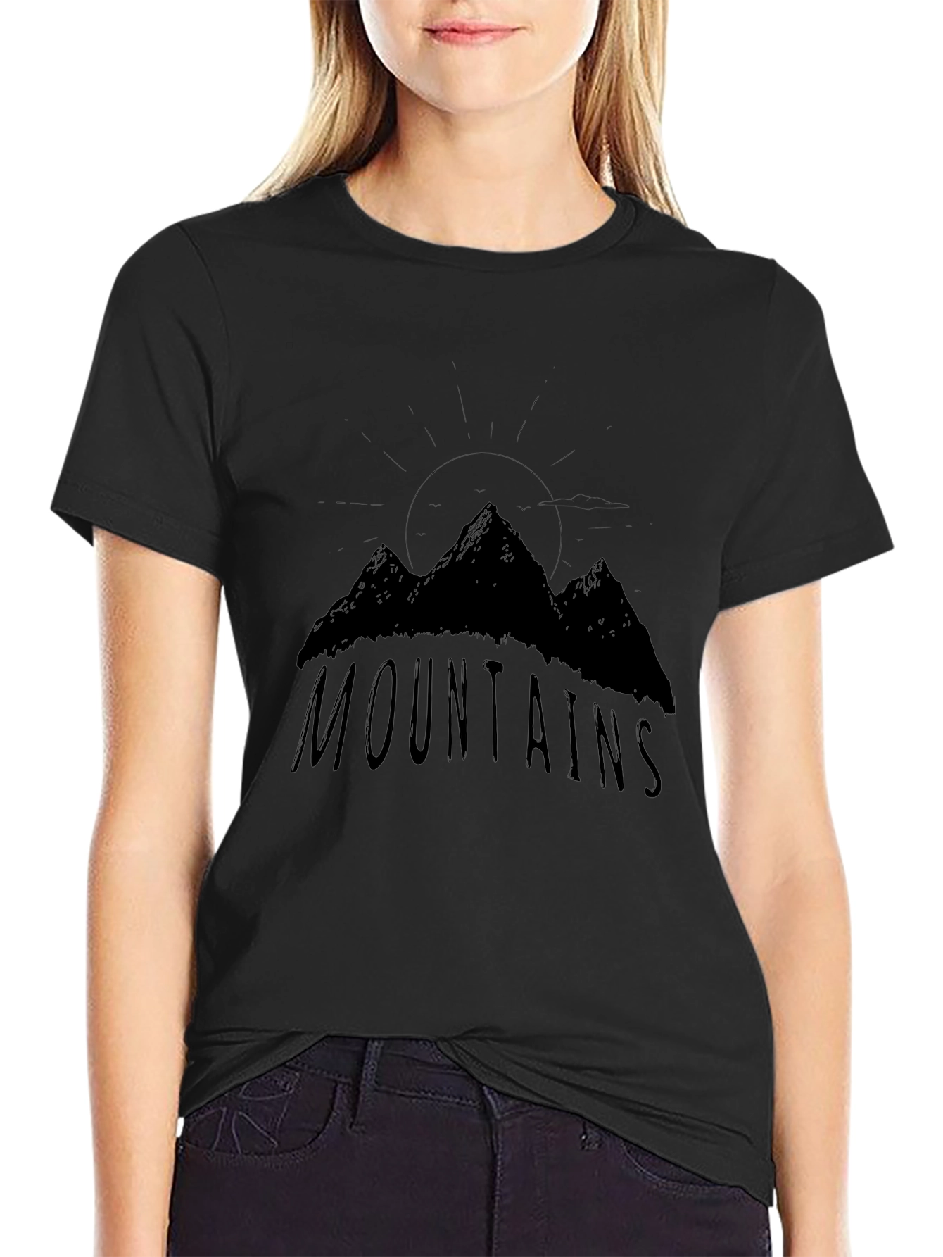 Black Mountains Graphic Print Black T-Shirt view 2