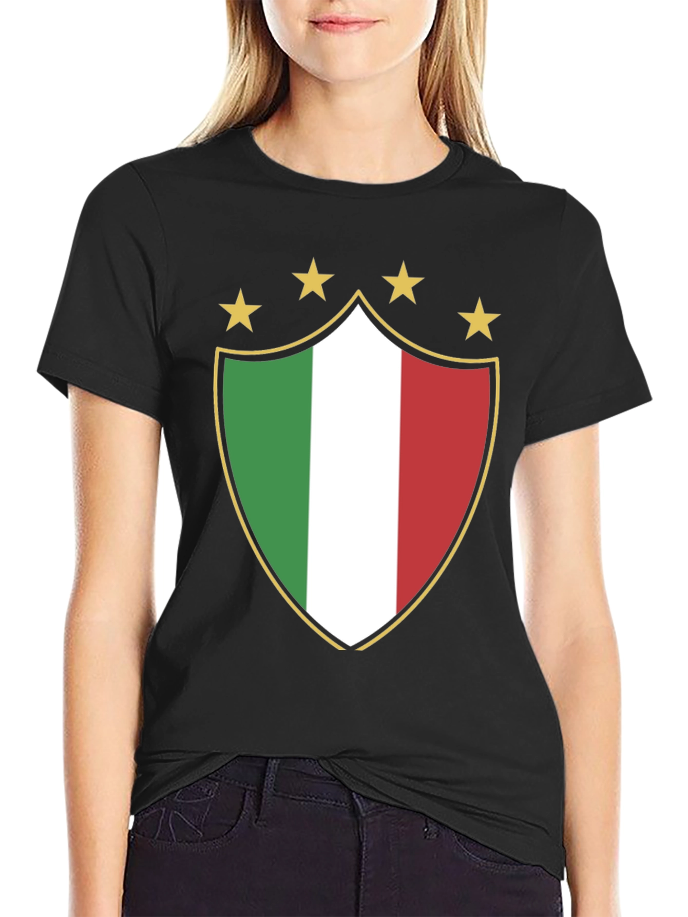 Black Italy Shield Star Graphic Tee view 2