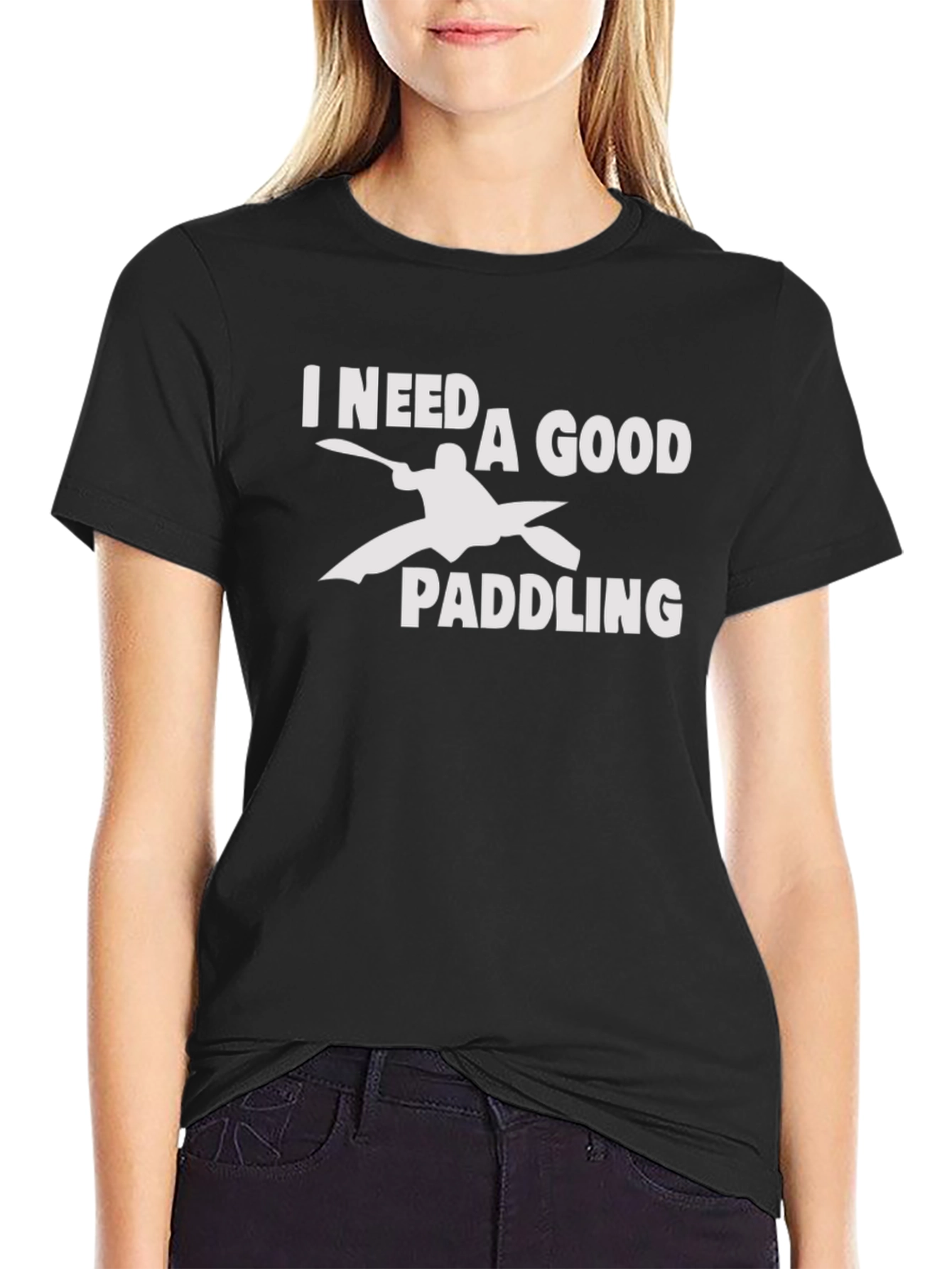 Black I Need a Good Paddling Kayak Graphic T-Shirt view 2