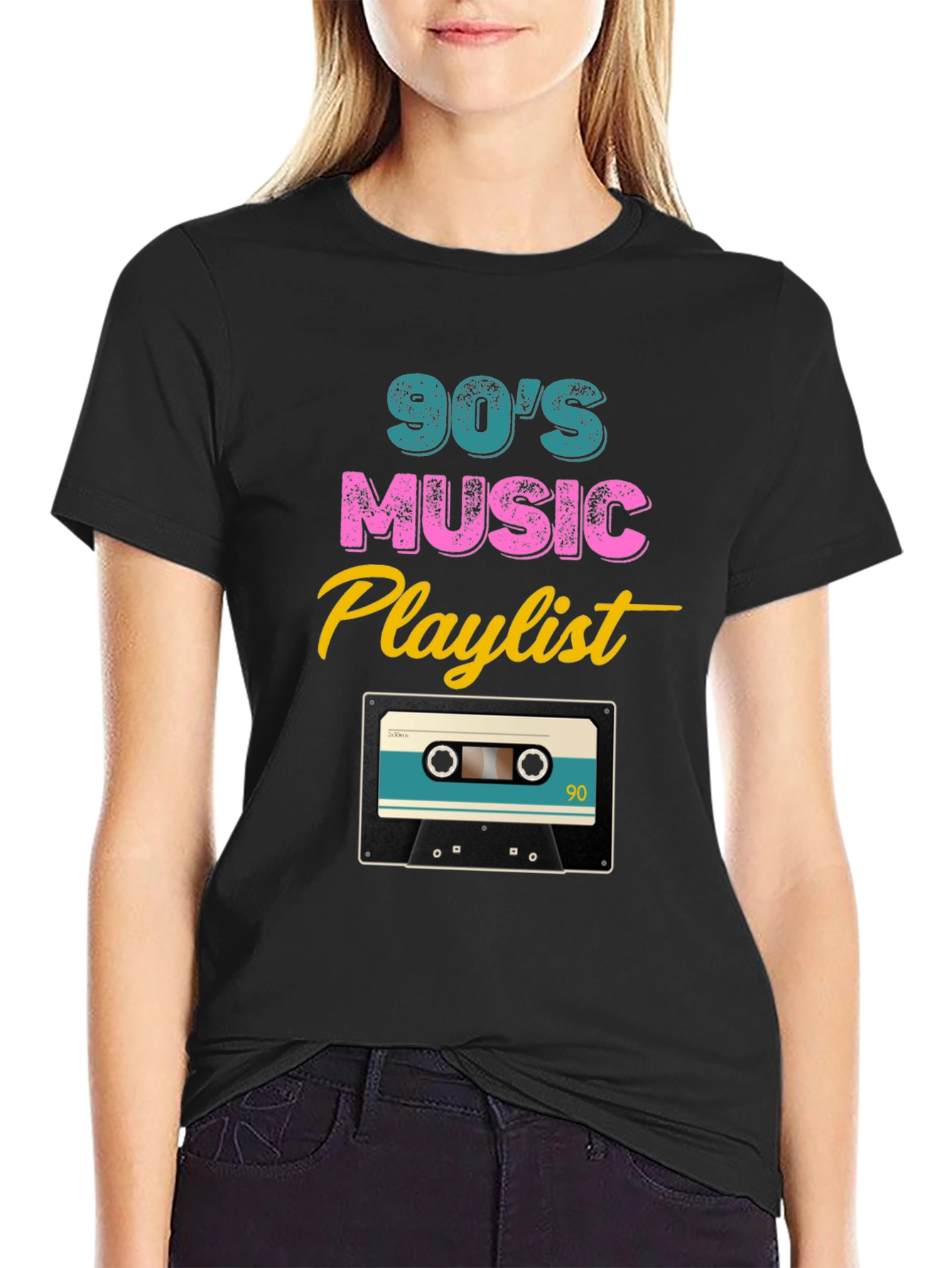 Black 90's Music Playlist Graphic Tee view 2