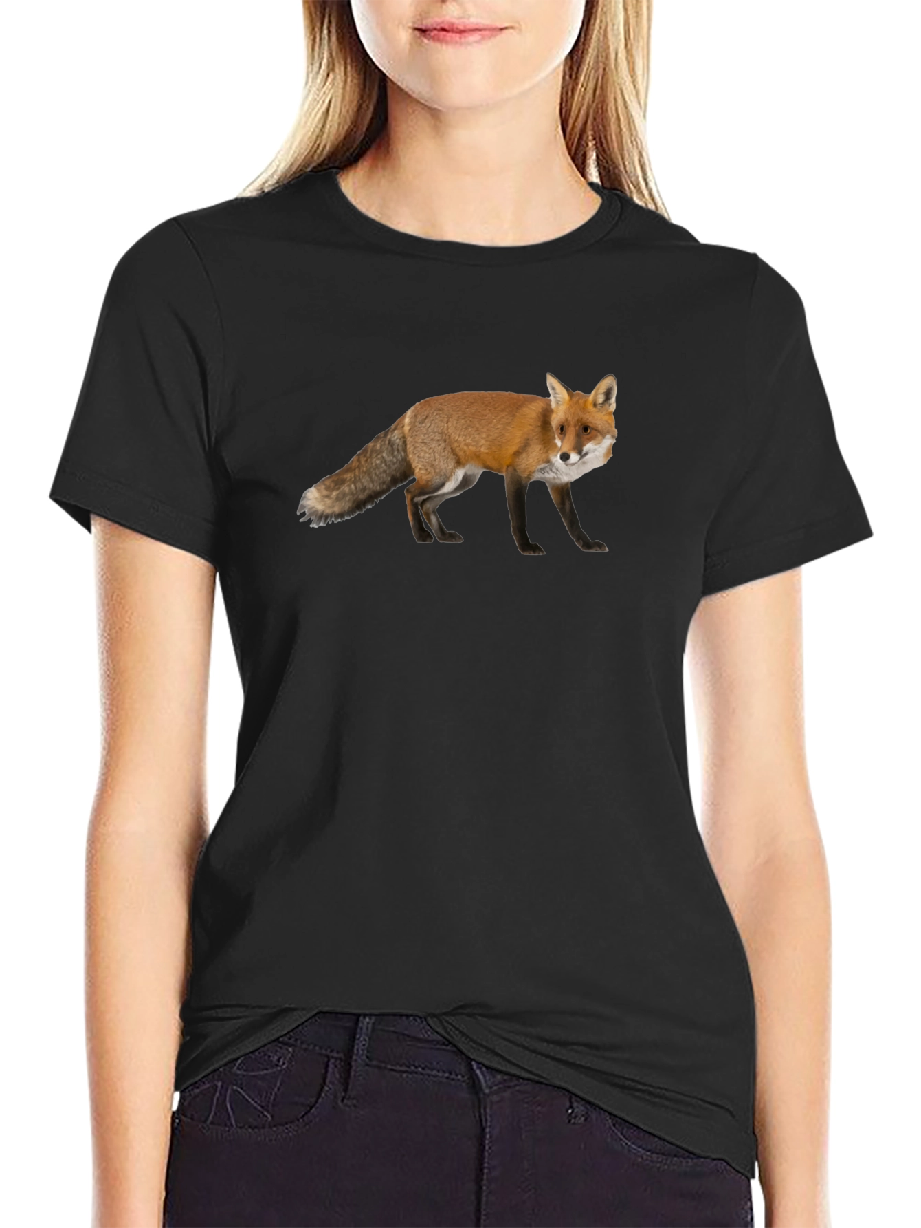 Black Fox Graphic Print Black Crew Neck T-Shirt view 2