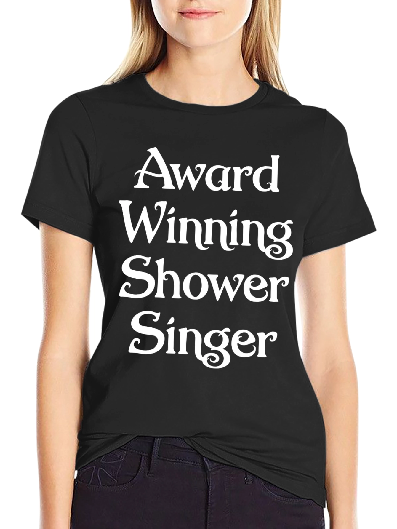 Black Award Winning Shower Singer Black T-Shirt view 2