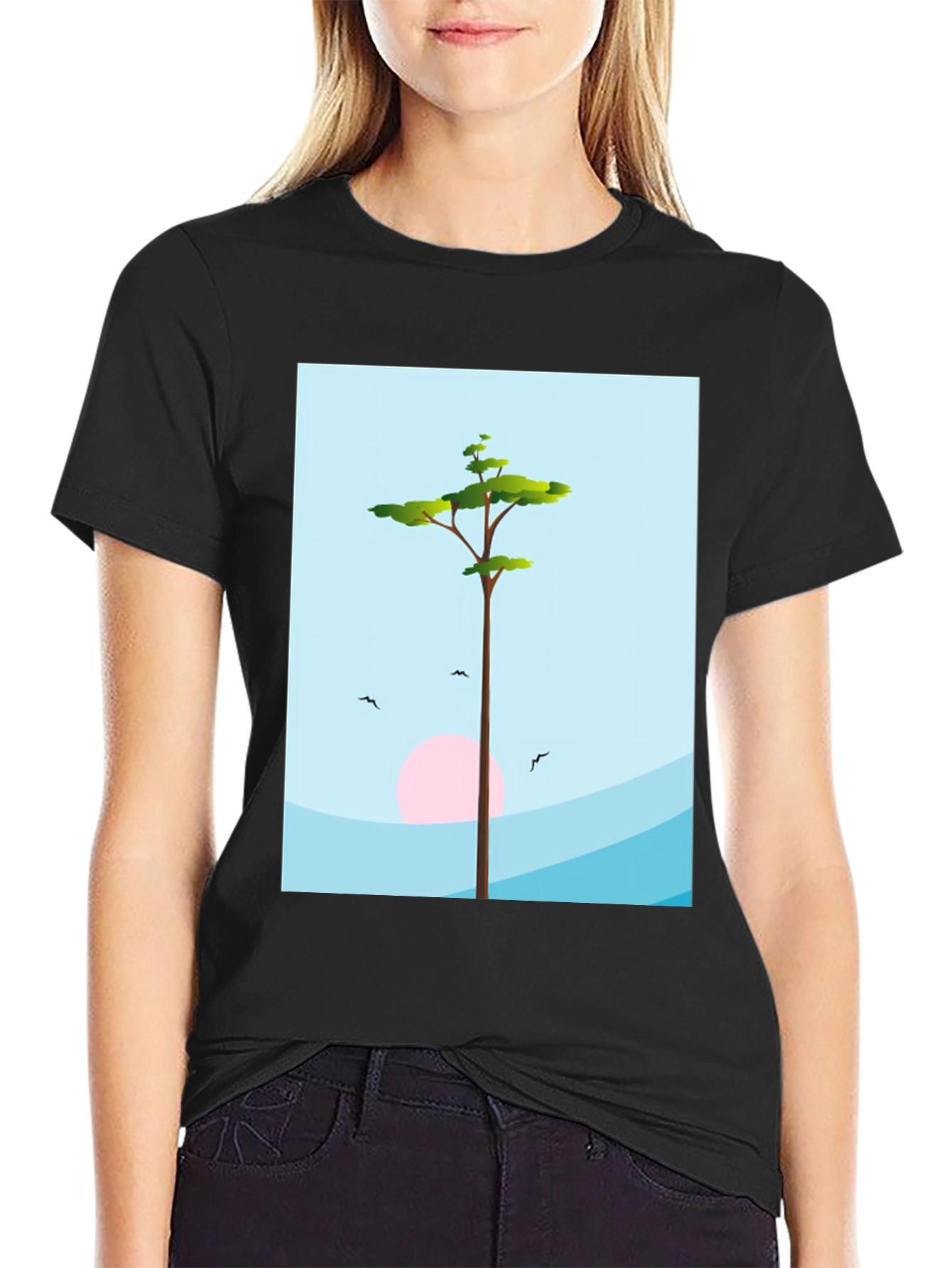 Black Nature Scene Graphic Tee - Black view 2