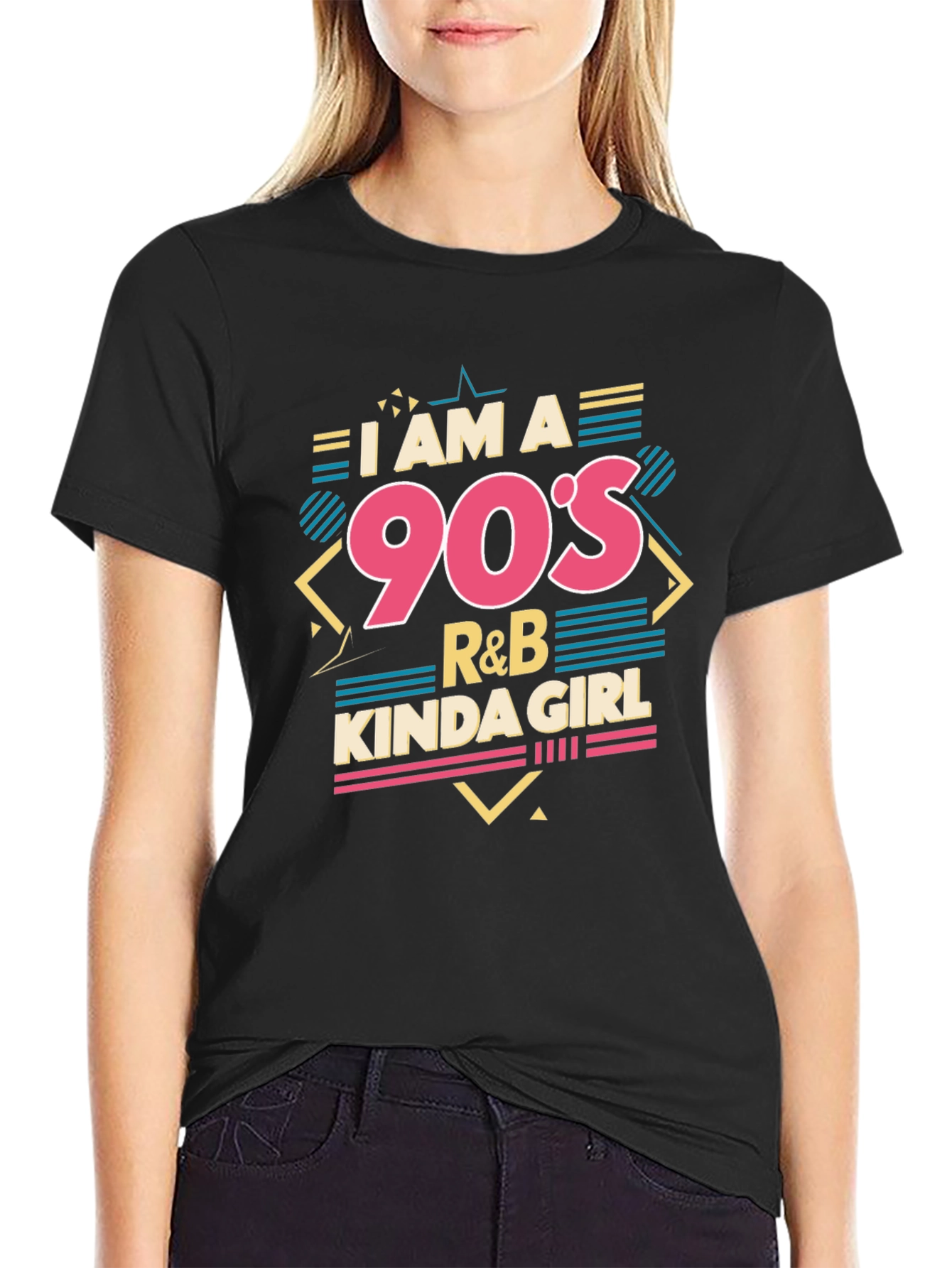 Black I am a 90's R&B Kinda Girl Black T-Shirt view 2