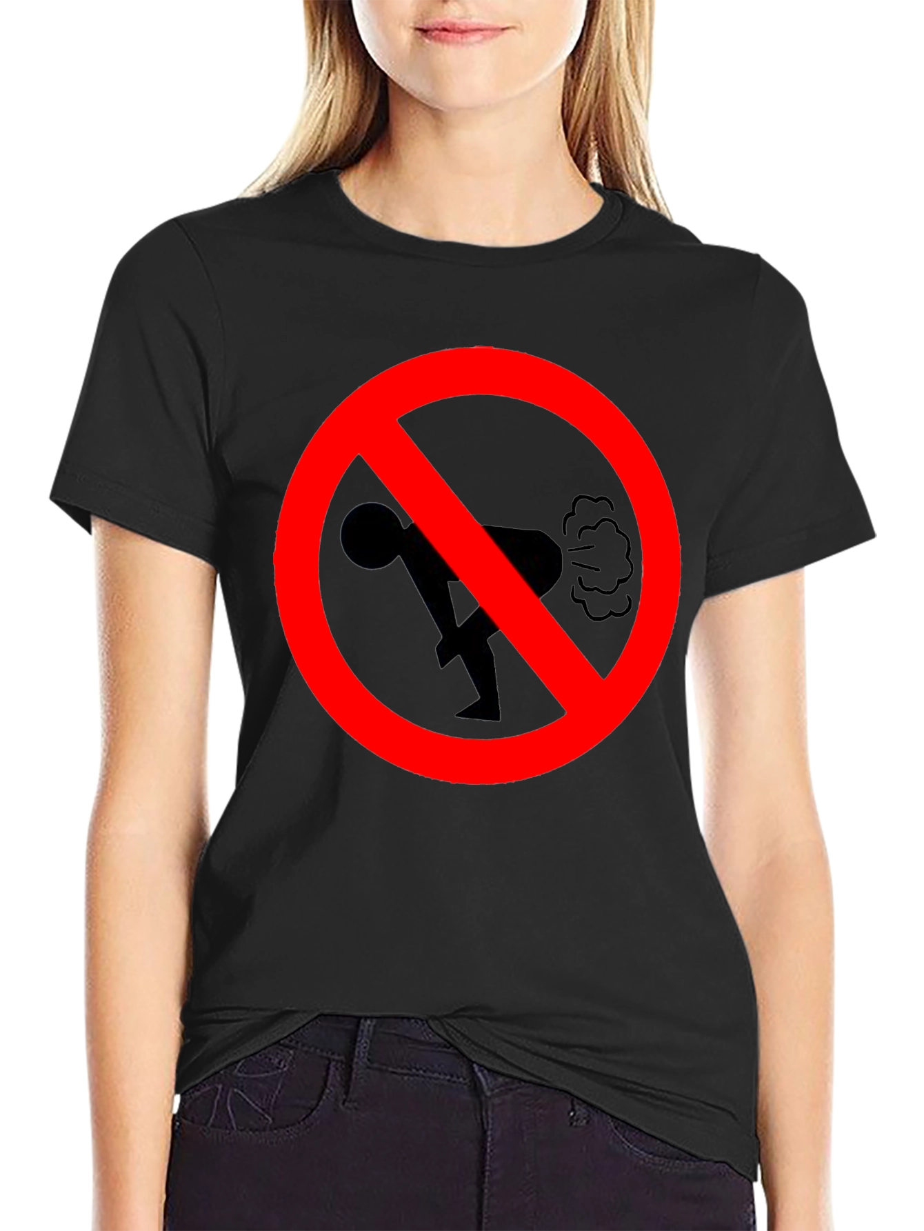 Black No Farting Black T-Shirt - Novelty Graphic Tee view 2