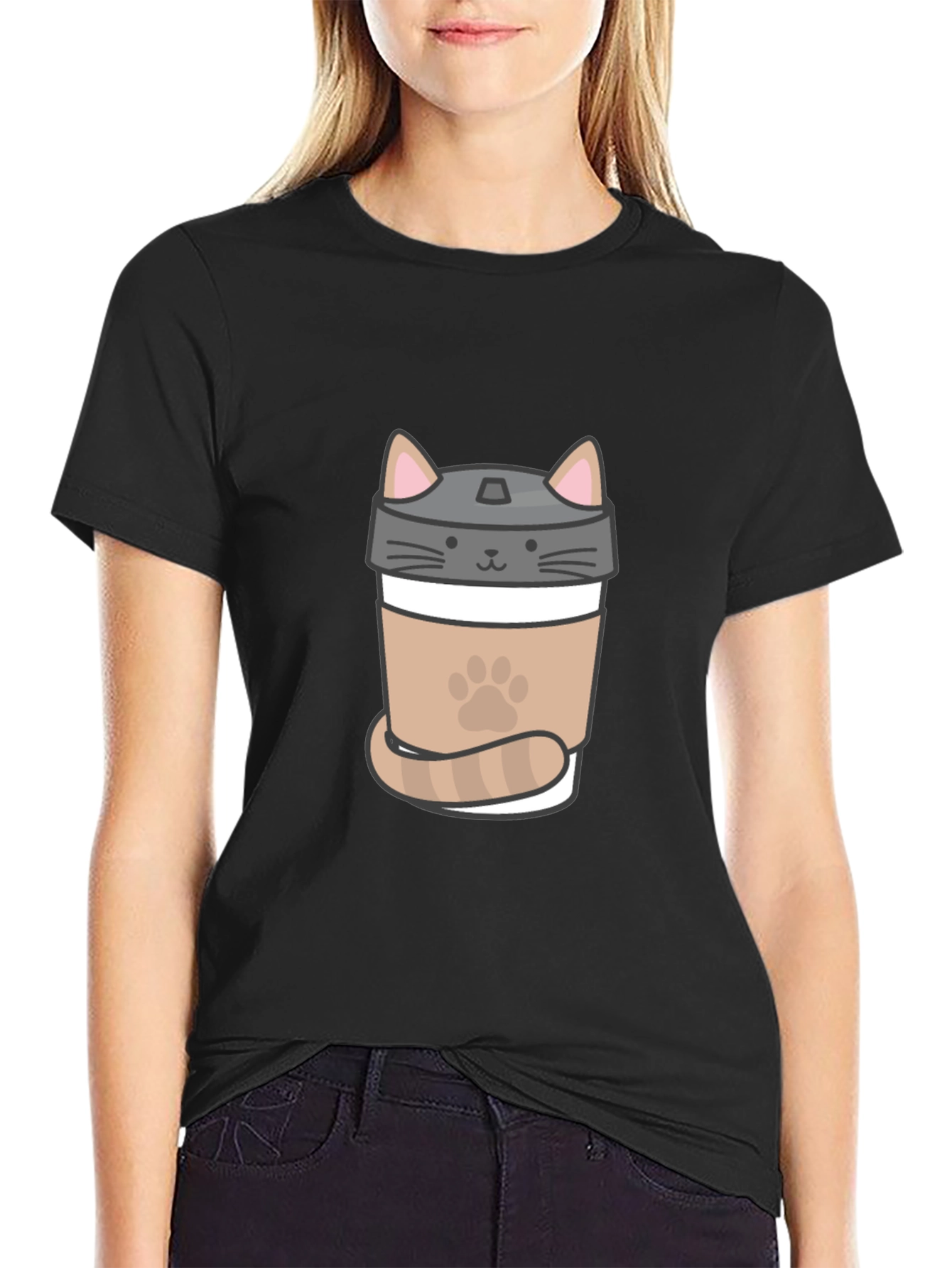 Black Cat Coffee T-Shirt - Cute Coffee Lover Tee view 2