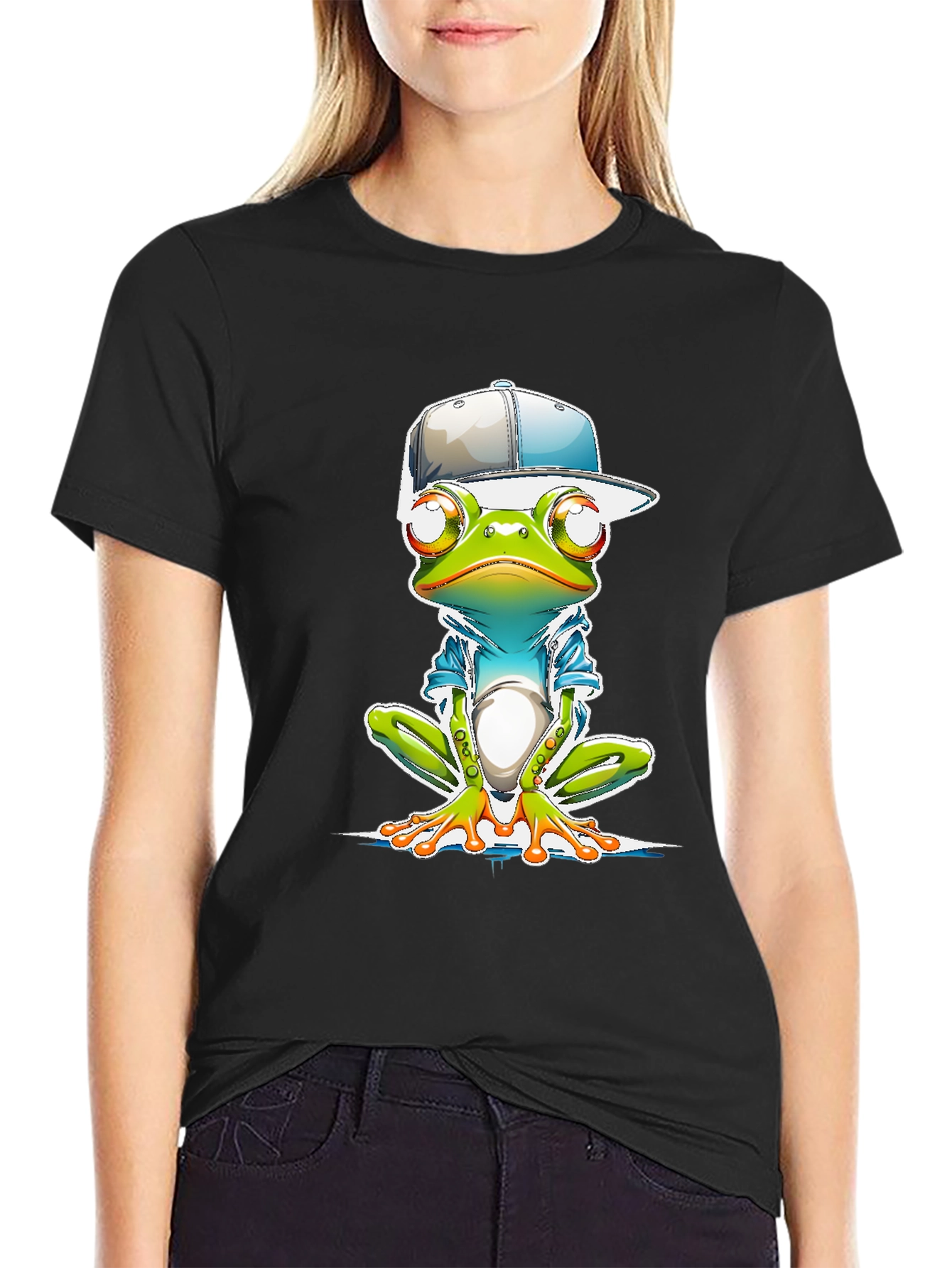 Black Cool Frog Graphic Tee view 2