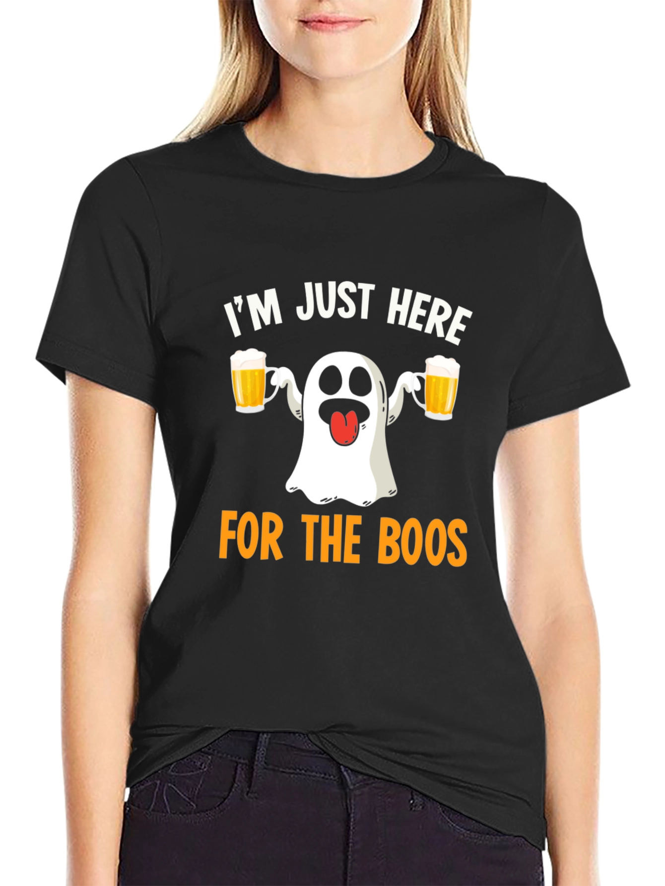 Black I'm Just Here for the Boos Halloween T-Shirt view 2
