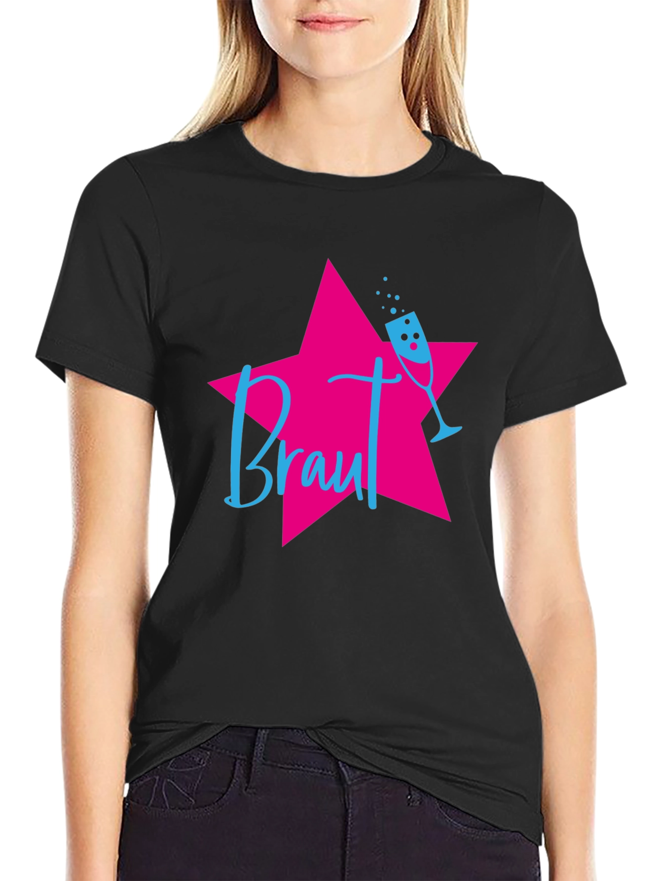 Black Bridesmaid Star T-Shirt - Wedding Party Apparel view 2