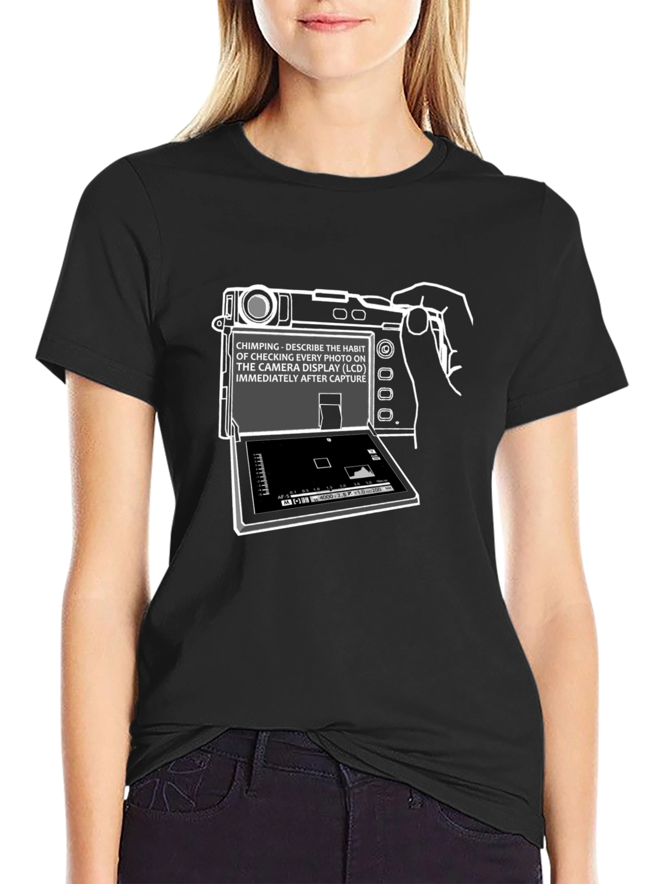 Black Camera Chimping Graphic Tee - Photographer's Humor view 2