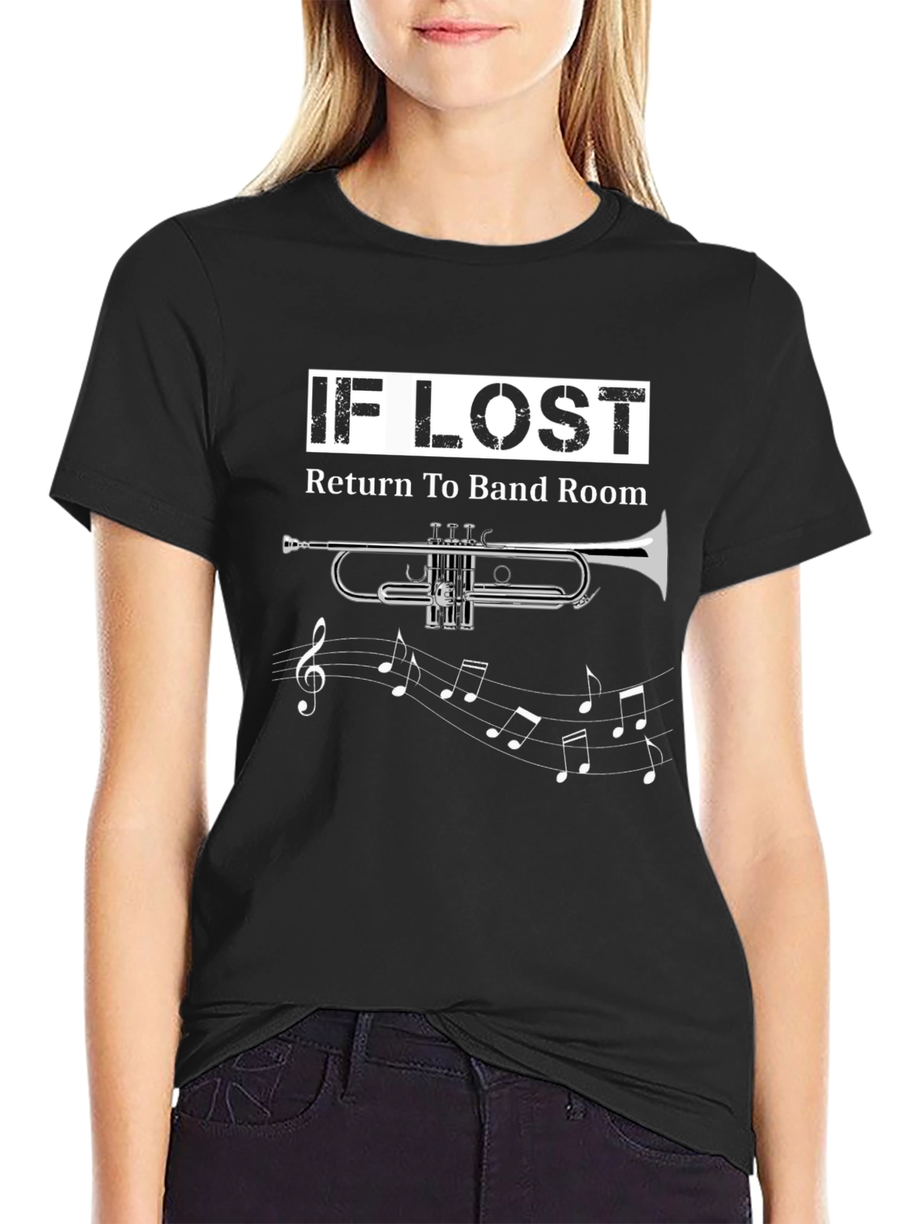 Black If Lost Return to Band Room T-Shirt view 2