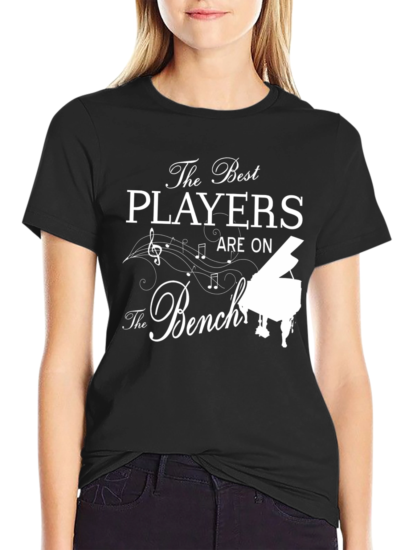 Black The Best Players Are on The Bench Piano T-Shirt view 2