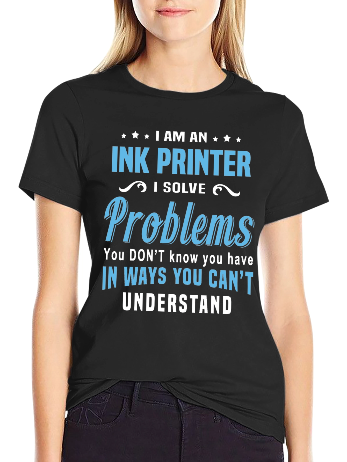 Black Ink Printer T-Shirt: I Solve Problems Tee view 2
