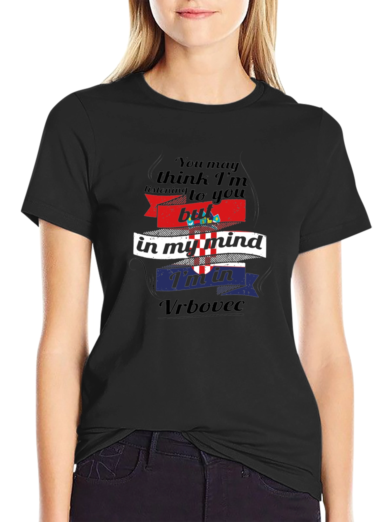 Black Funny Croatia Vrbovec Mind T-Shirt view 2